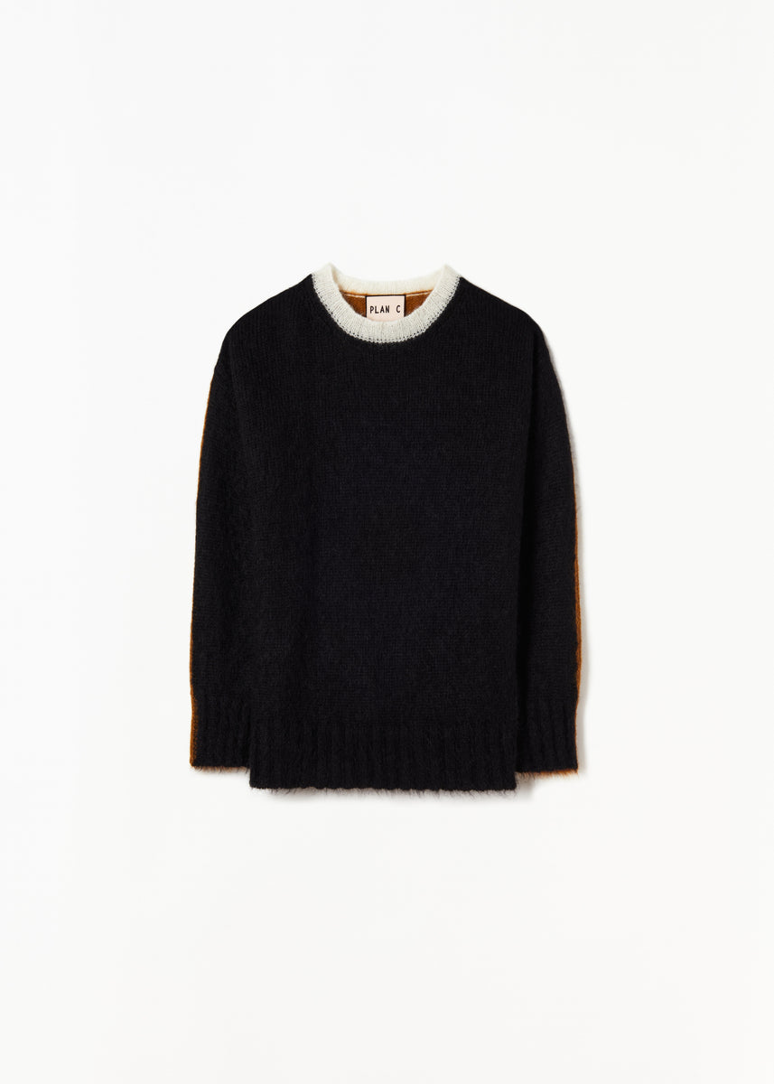 Color-block mohair crew-neck sweater - Plan C