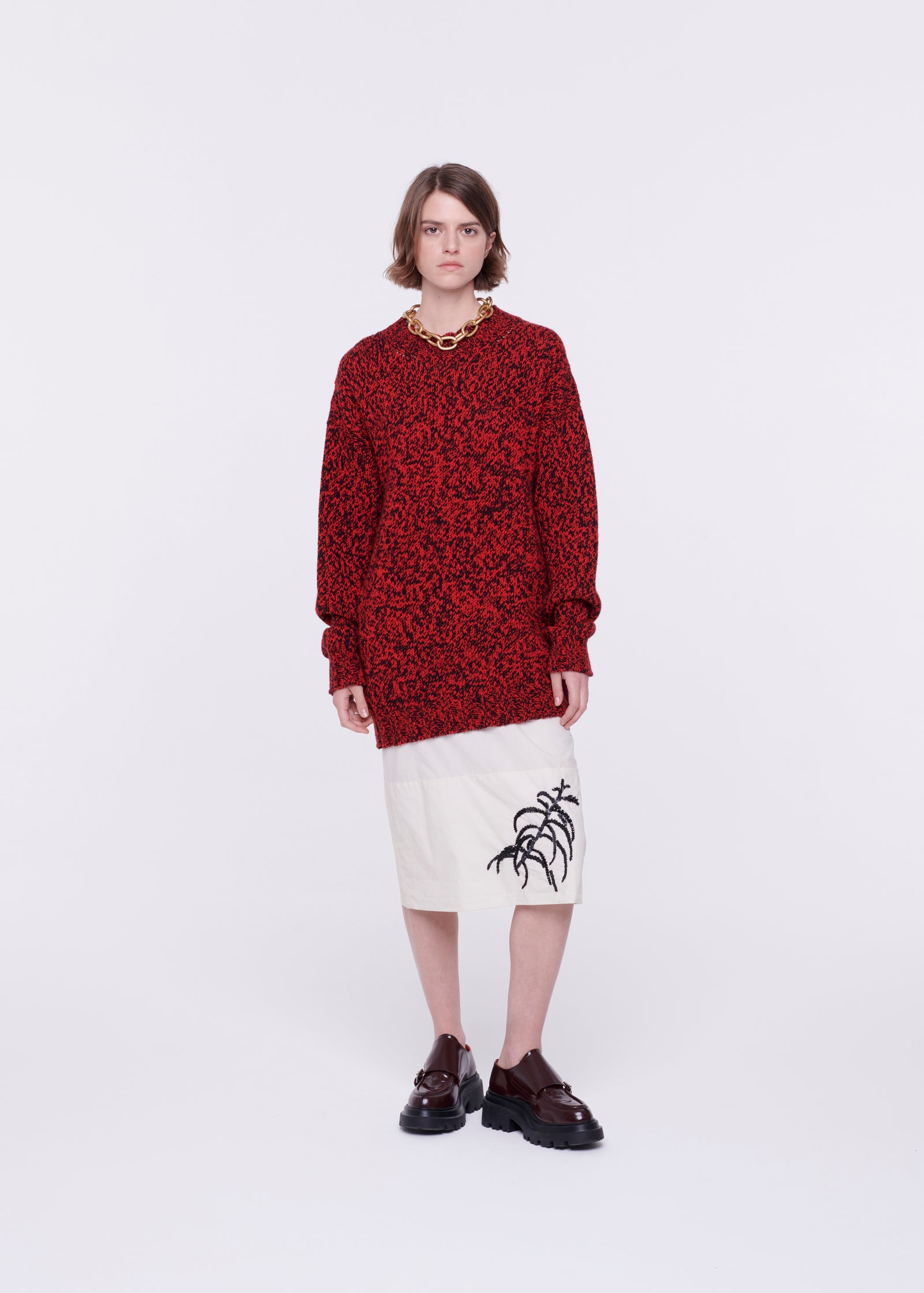 WOOL MELANGE RED SWEATER