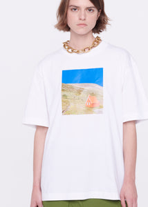 WHITE COTTON T-SHIRT WITH PRINT