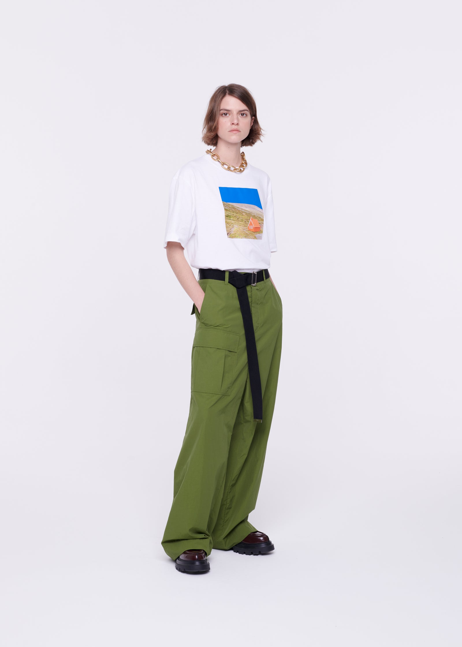 MILITARY GREEN BELTED CARGO TROUSERS