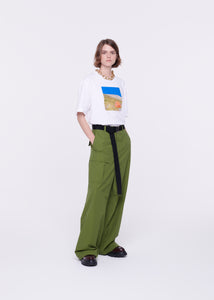 PANTALONI CARGO VERDE MILITARE CON CINTURA