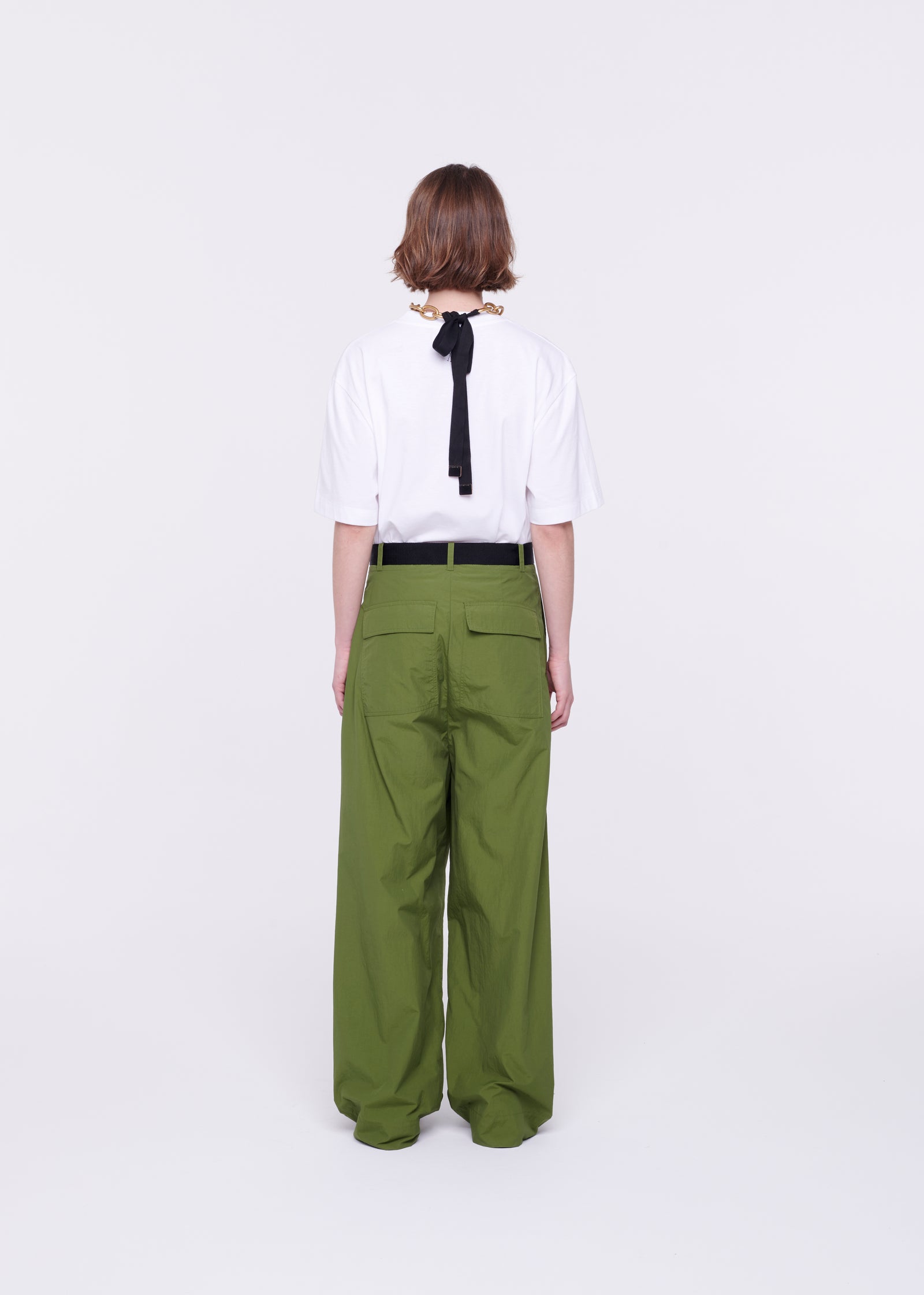 PANTALONI CARGO VERDE MILITARE CON CINTURA