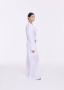 WHITE COTTON DRAWSTRING TROUSERS