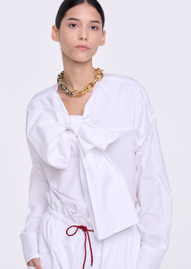 WHITE POPLIN SHIRT WITH MAXI BOW