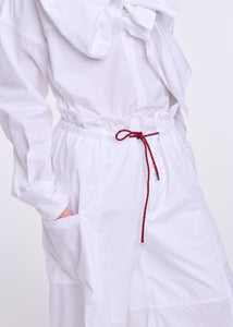 WHITE COTTON DRAWSTRING TROUSERS