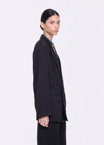 BLACK VISCOSE DOUBLE-BREASTED BLAZER