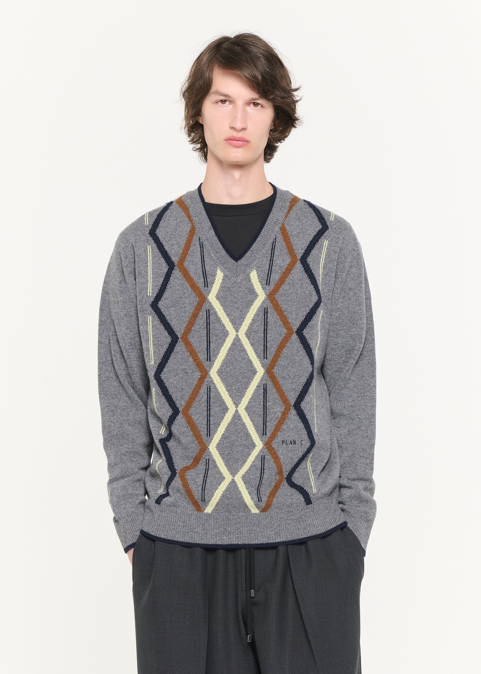 ARGYLE  V-NECK CASHMERE KNIT