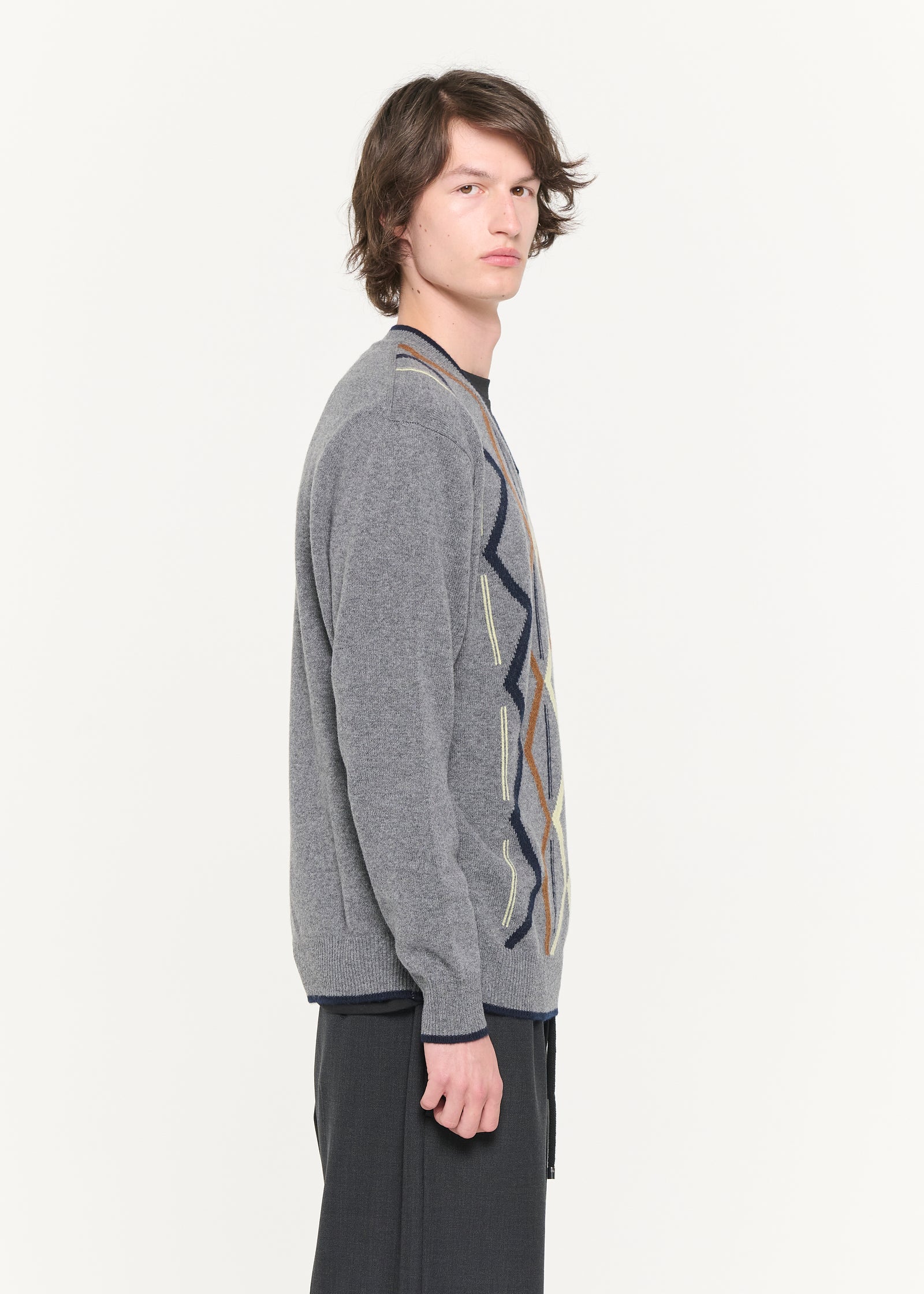 ARGYLE  V-NECK CASHMERE KNIT