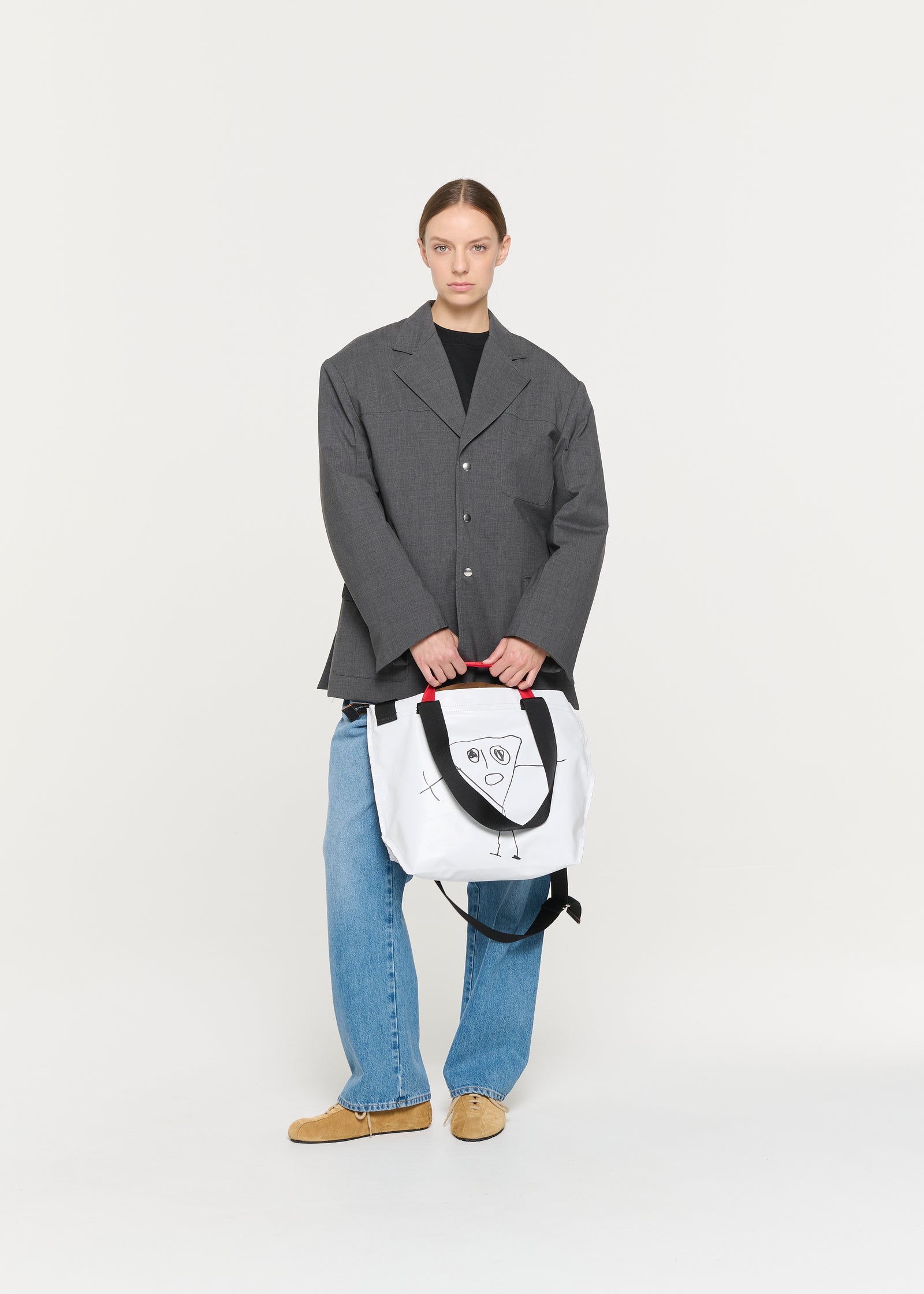 GREY TECHINCAL WOOL PADDED BLAZER