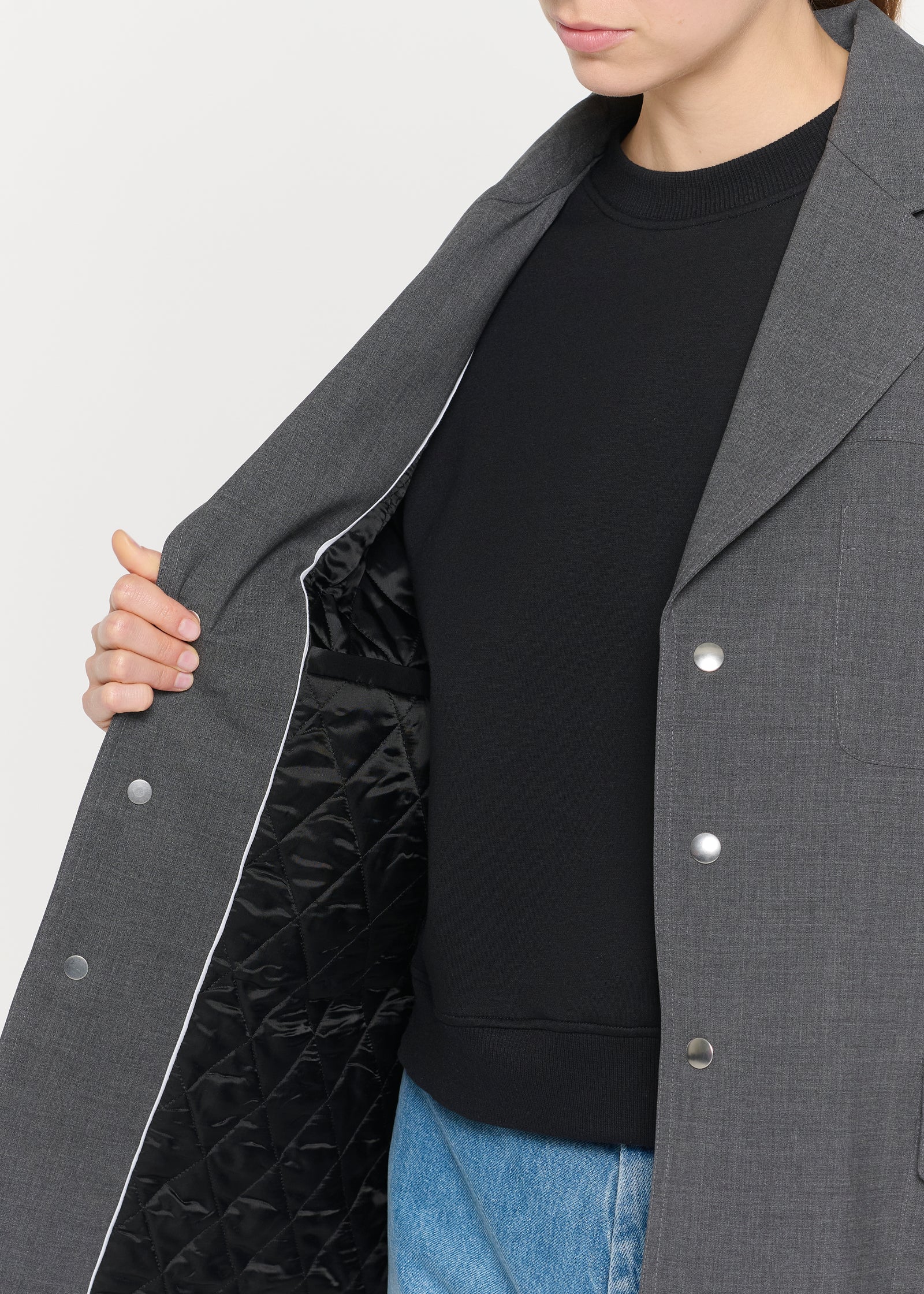 GREY TECHINCAL WOOL PADDED BLAZER