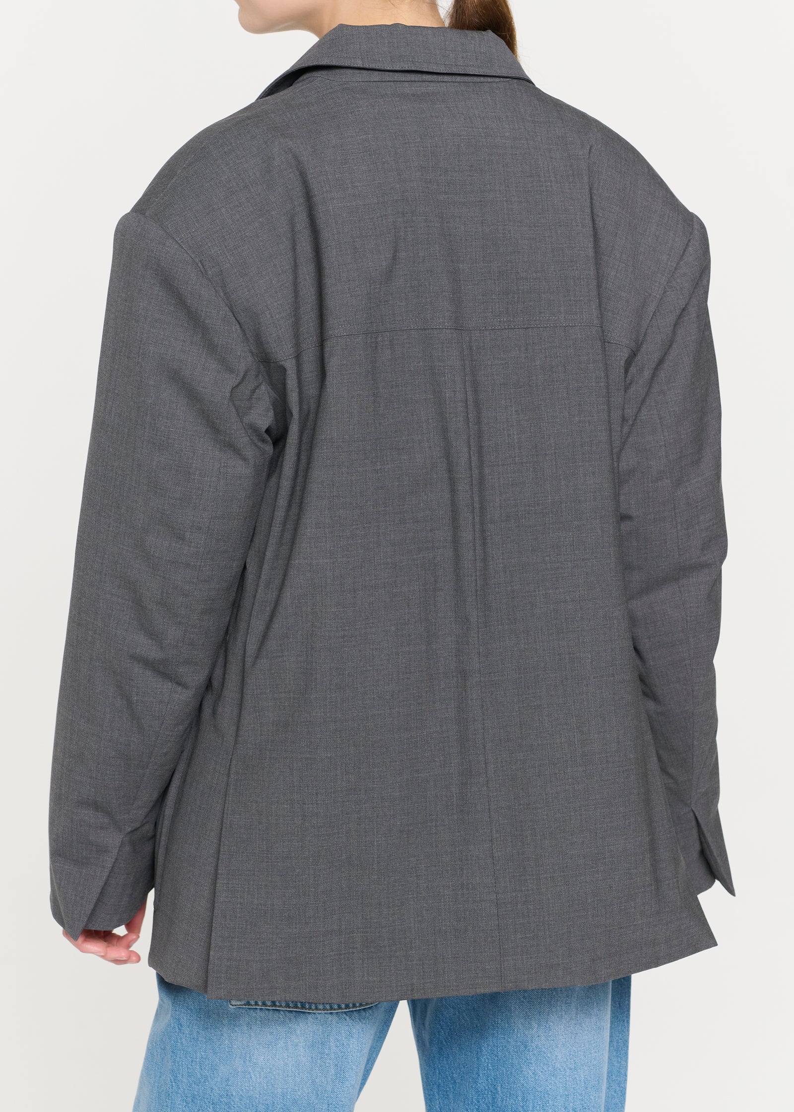 GREY TECHINCAL WOOL PADDED BLAZER