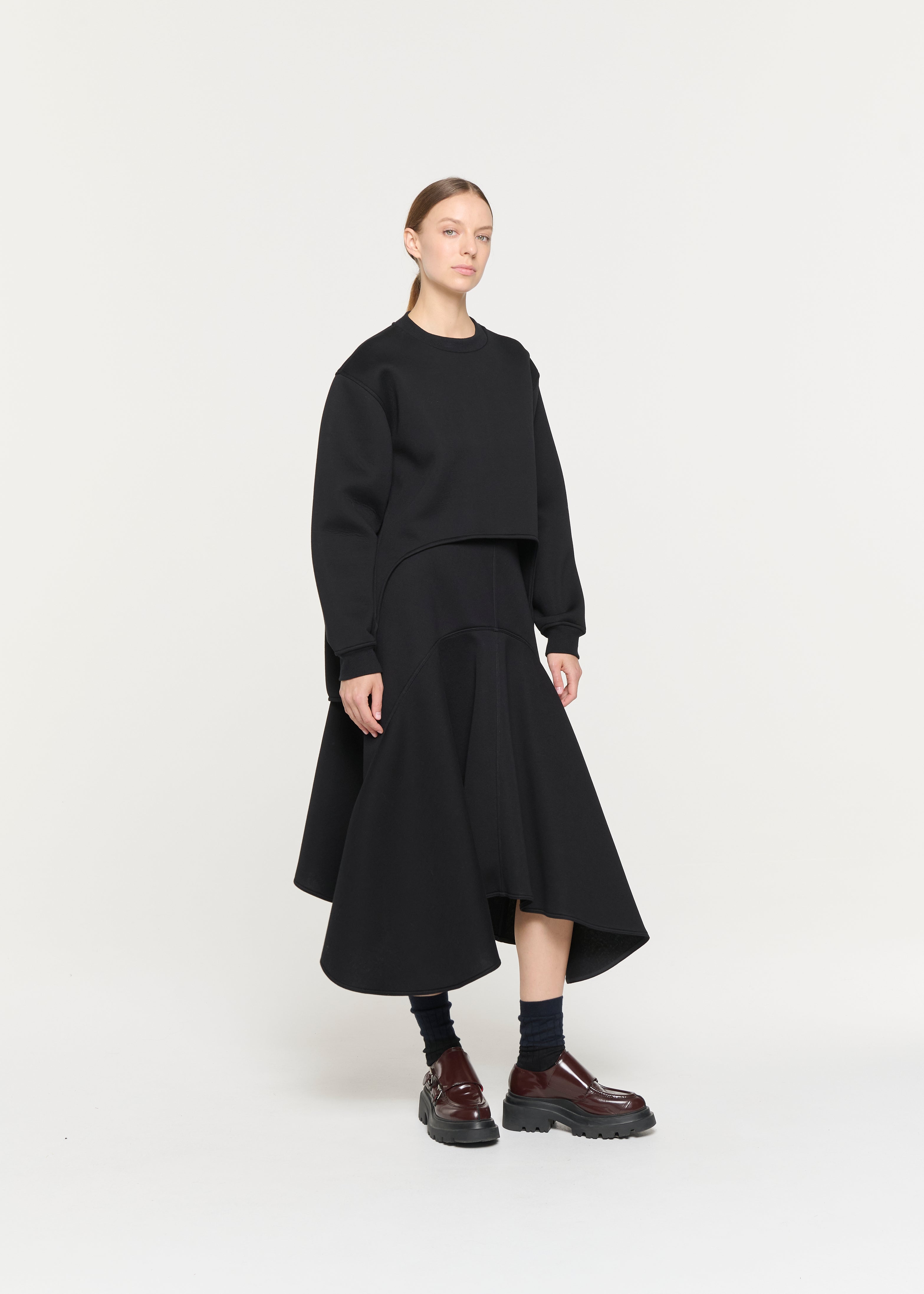 BLACK SCUBA PANEL SKIRT