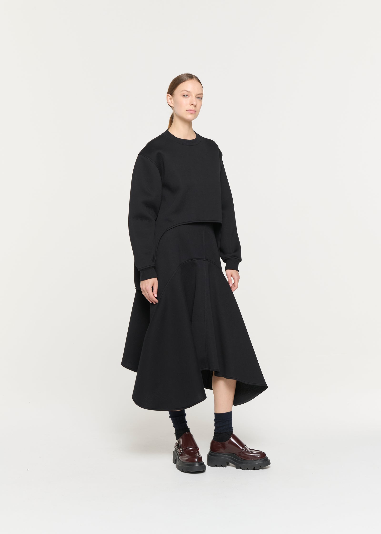 BLACK SCUBA PANEL SKIRT