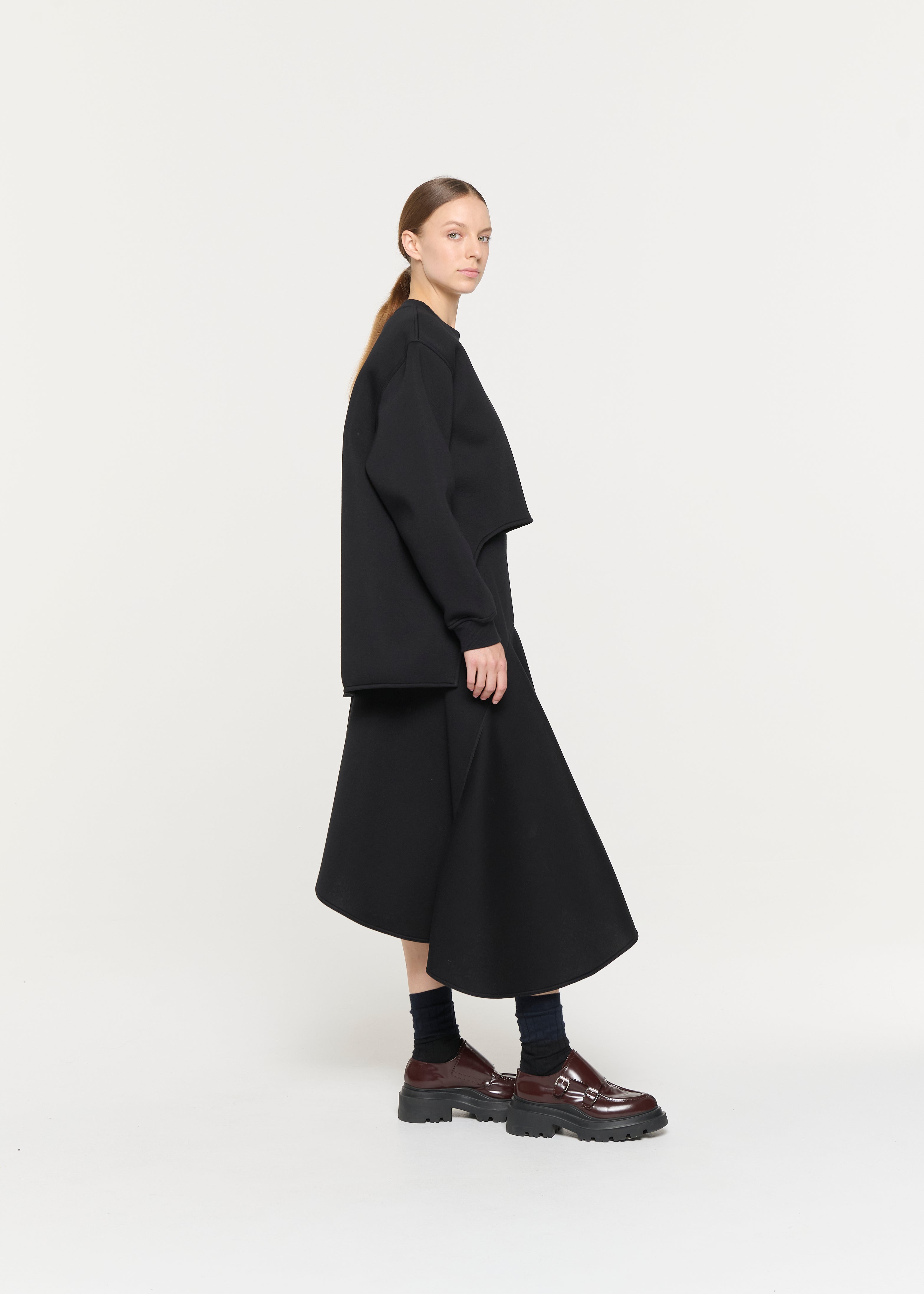 BLACK SCUBA PANEL SKIRT