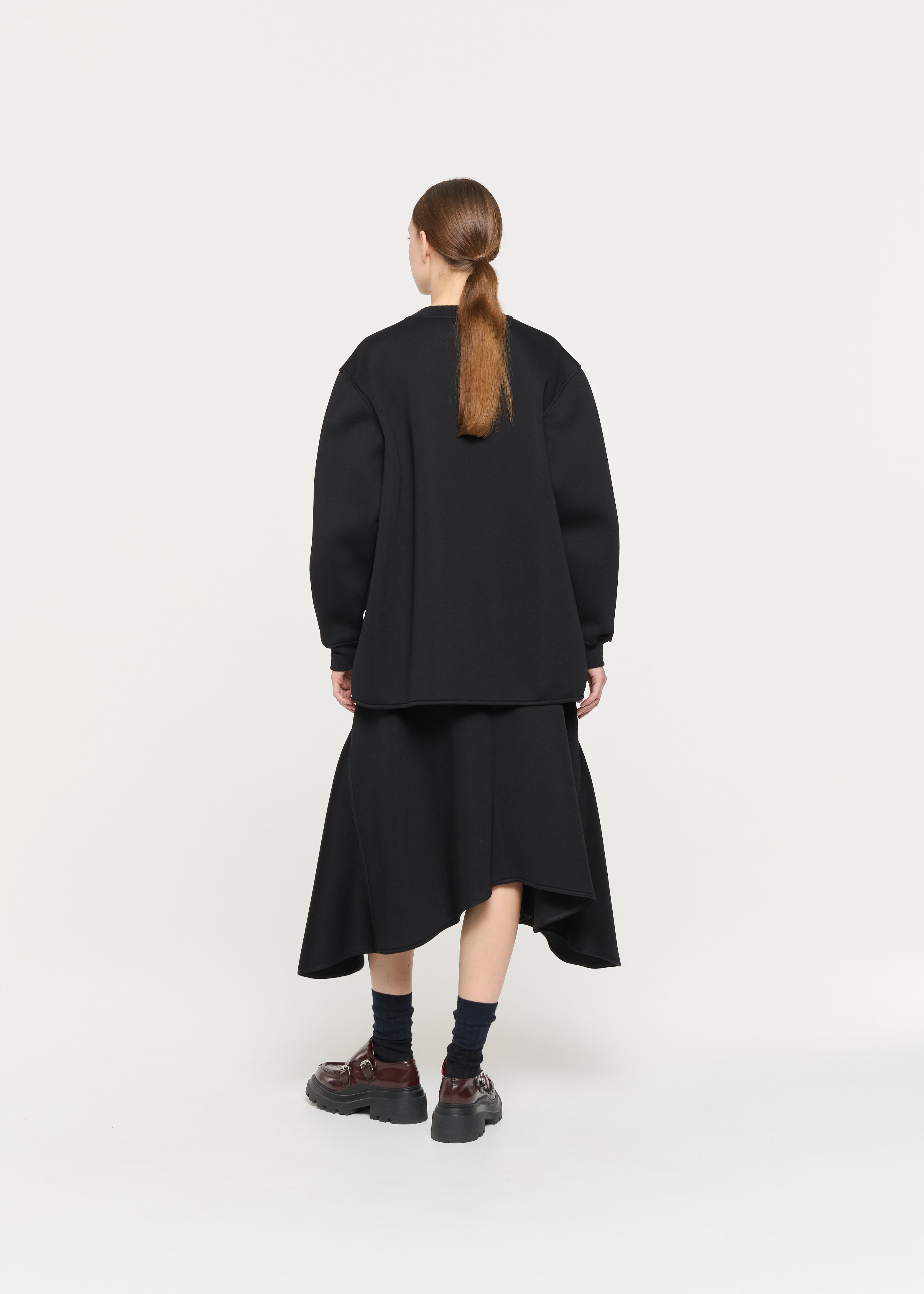 BLACK SCUBA PANEL SKIRT