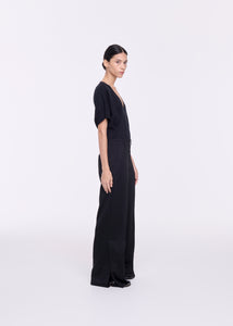 WIDE LEG BLACK VISCOSE PANTS