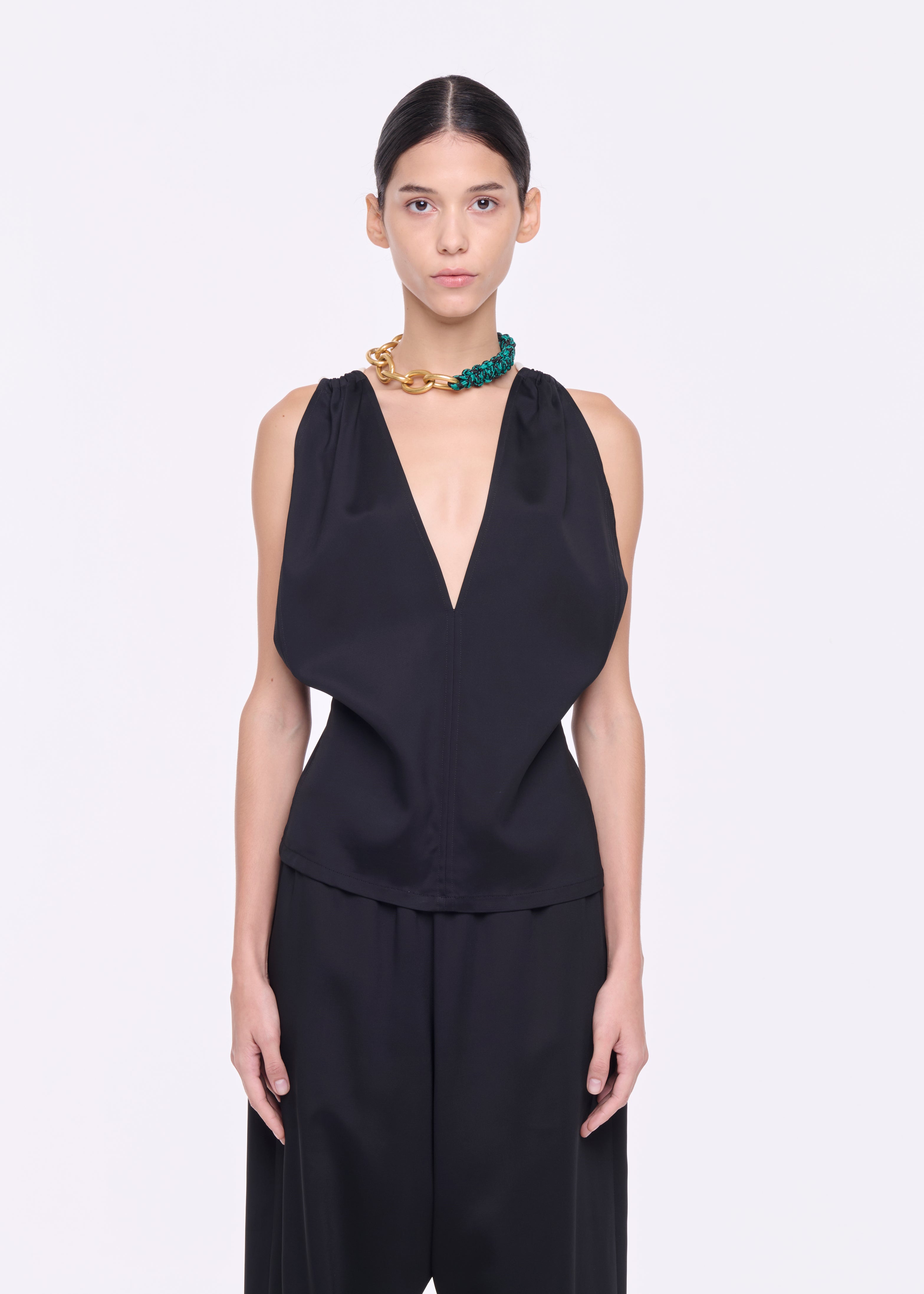 V-NECKLINE BLACK VISCOSE TOP