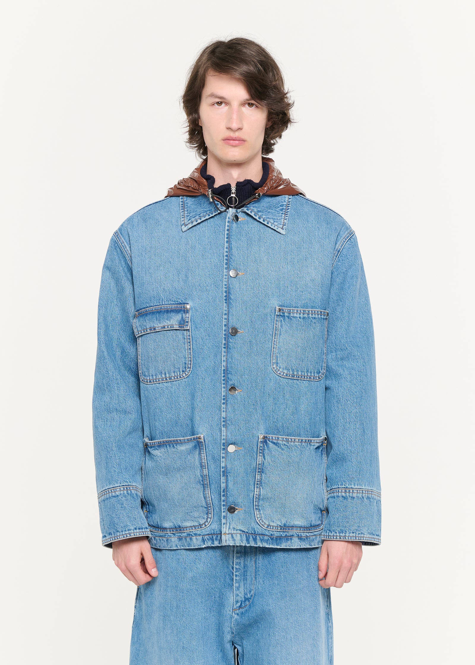 CARGO HOODED DENIM JACKET