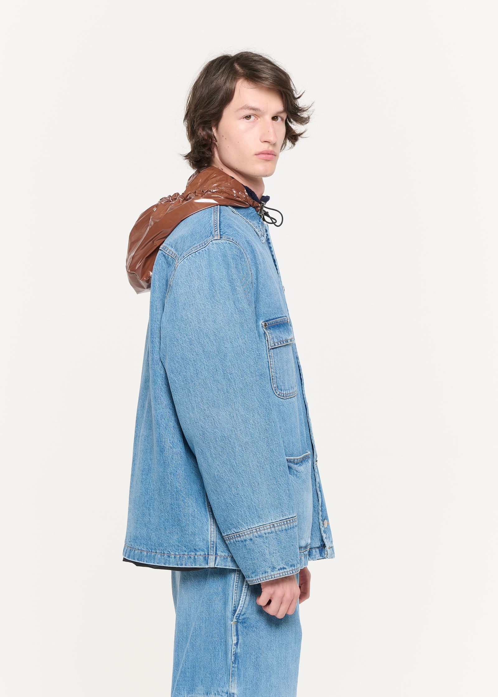 CARGO HOODED DENIM JACKET