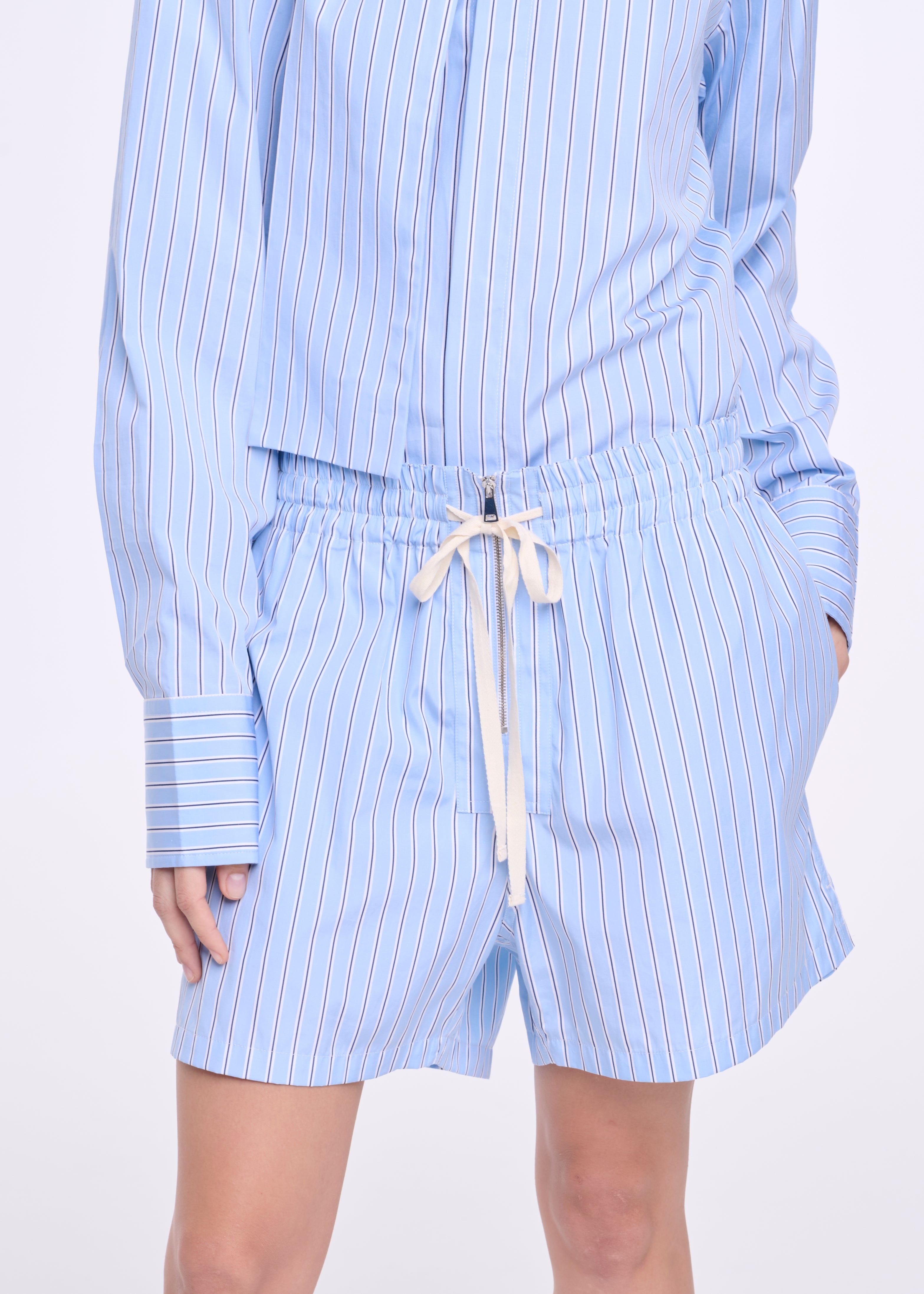 LIGHT BLUE STRIPED COTTON BERMUDA