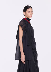 BLACK ORGANZA TOP WITH SCARF