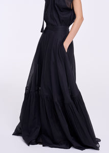 BLACK ORGANZA LONG SKIRT