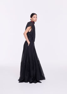 BLACK ORGANZA LONG SKIRT