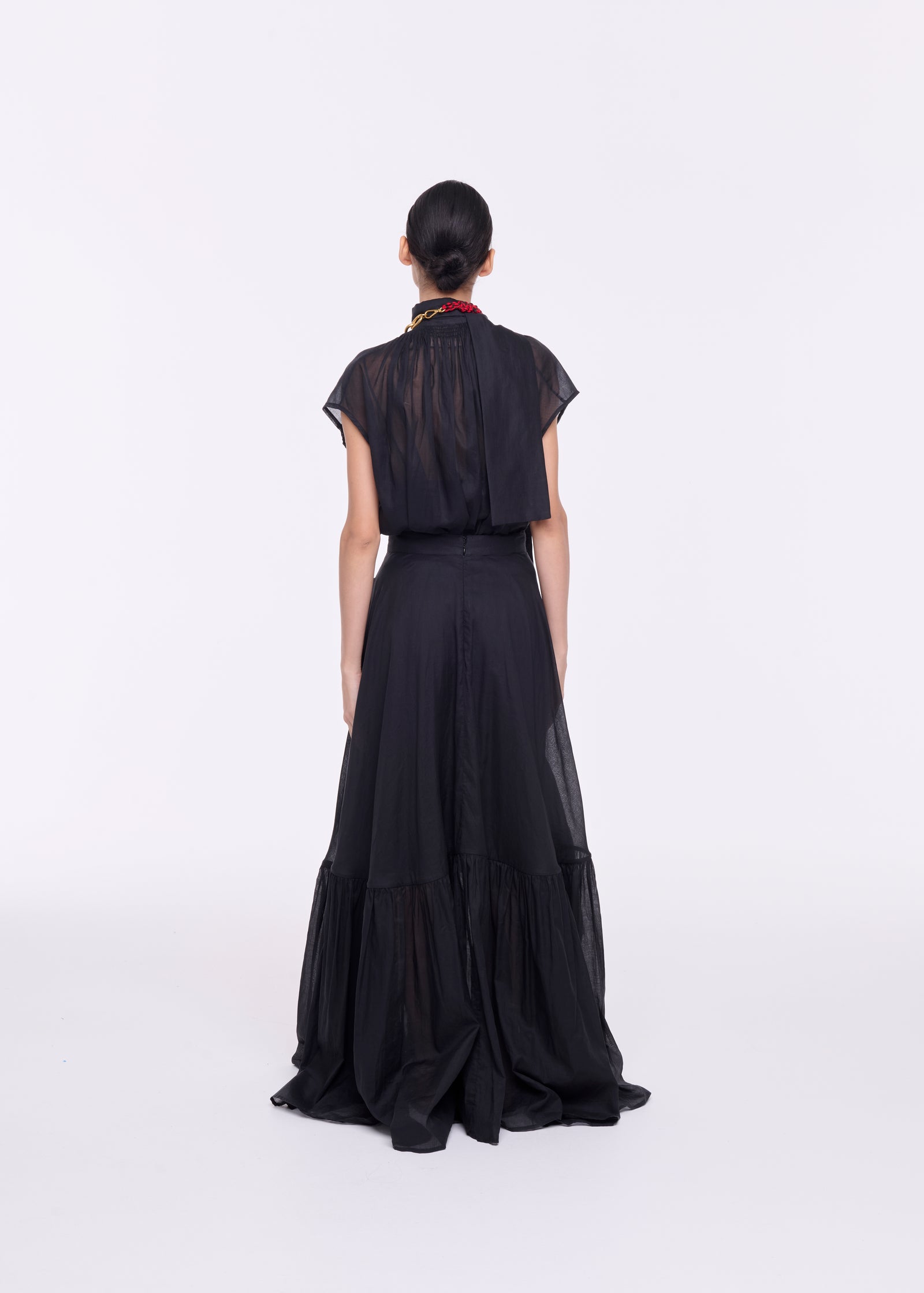 BLACK ORGANZA LONG SKIRT