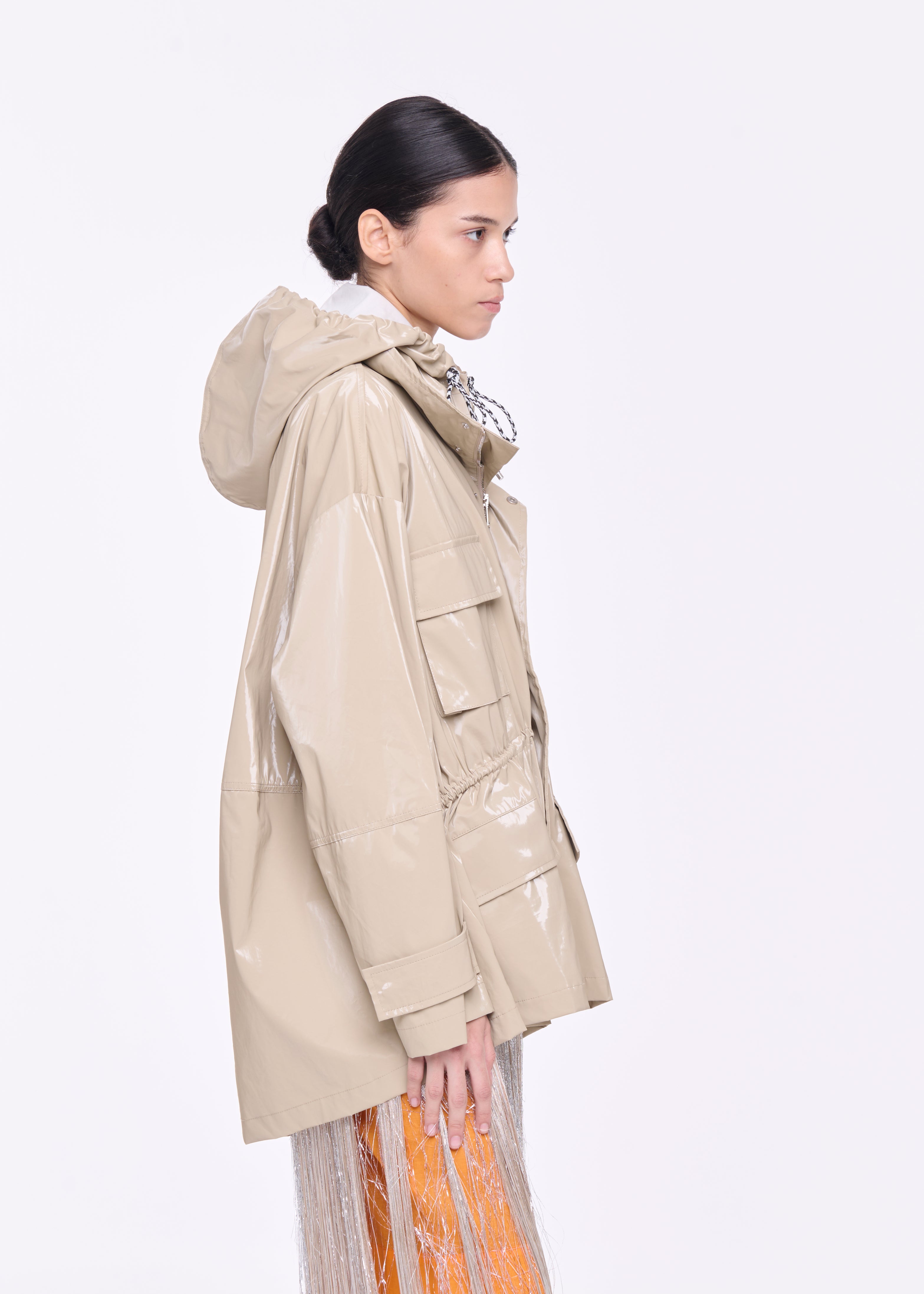 GLOSSY COTTON CARGO JACKET