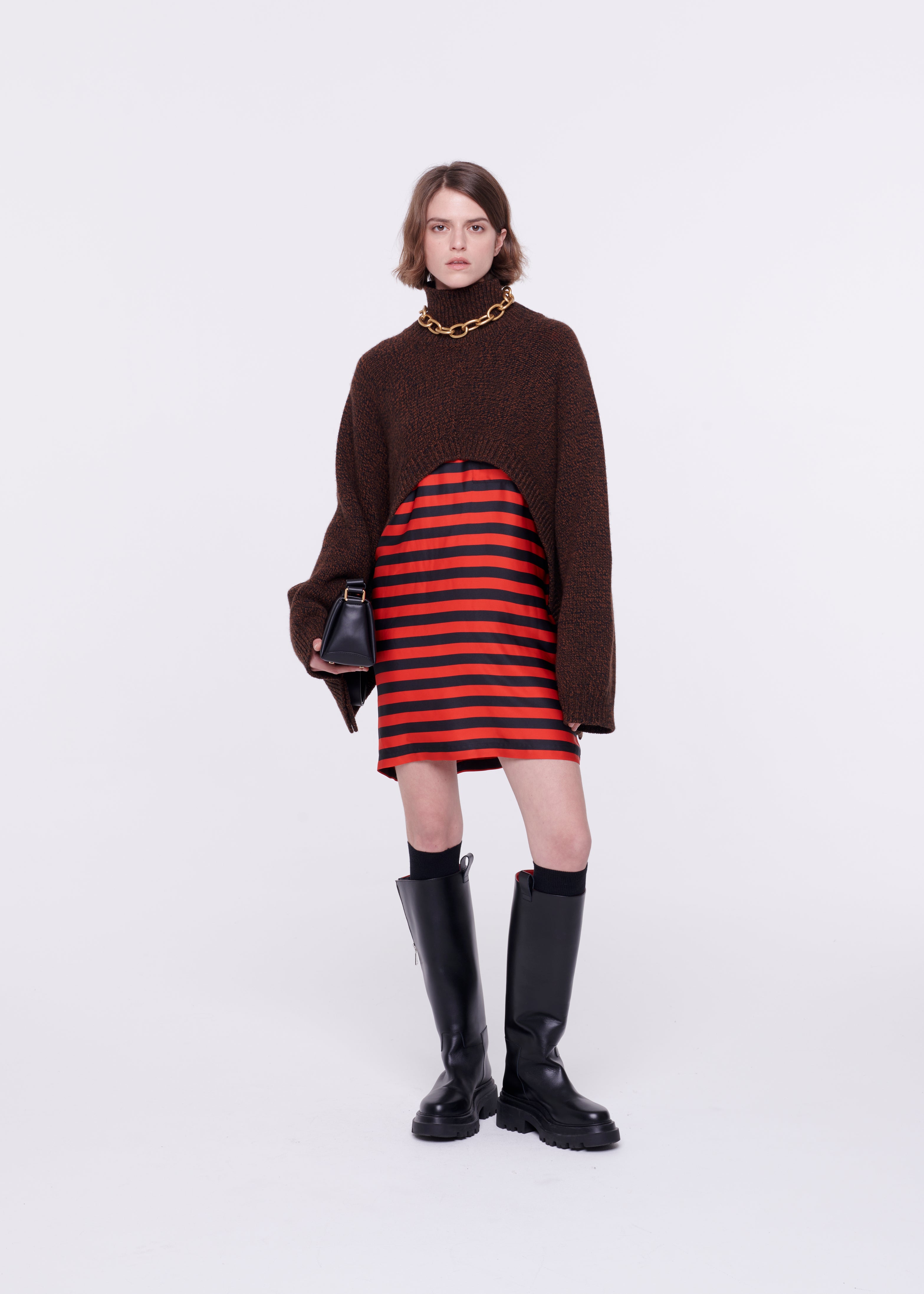 WOOL TURTLENECK CAPE SWEATER