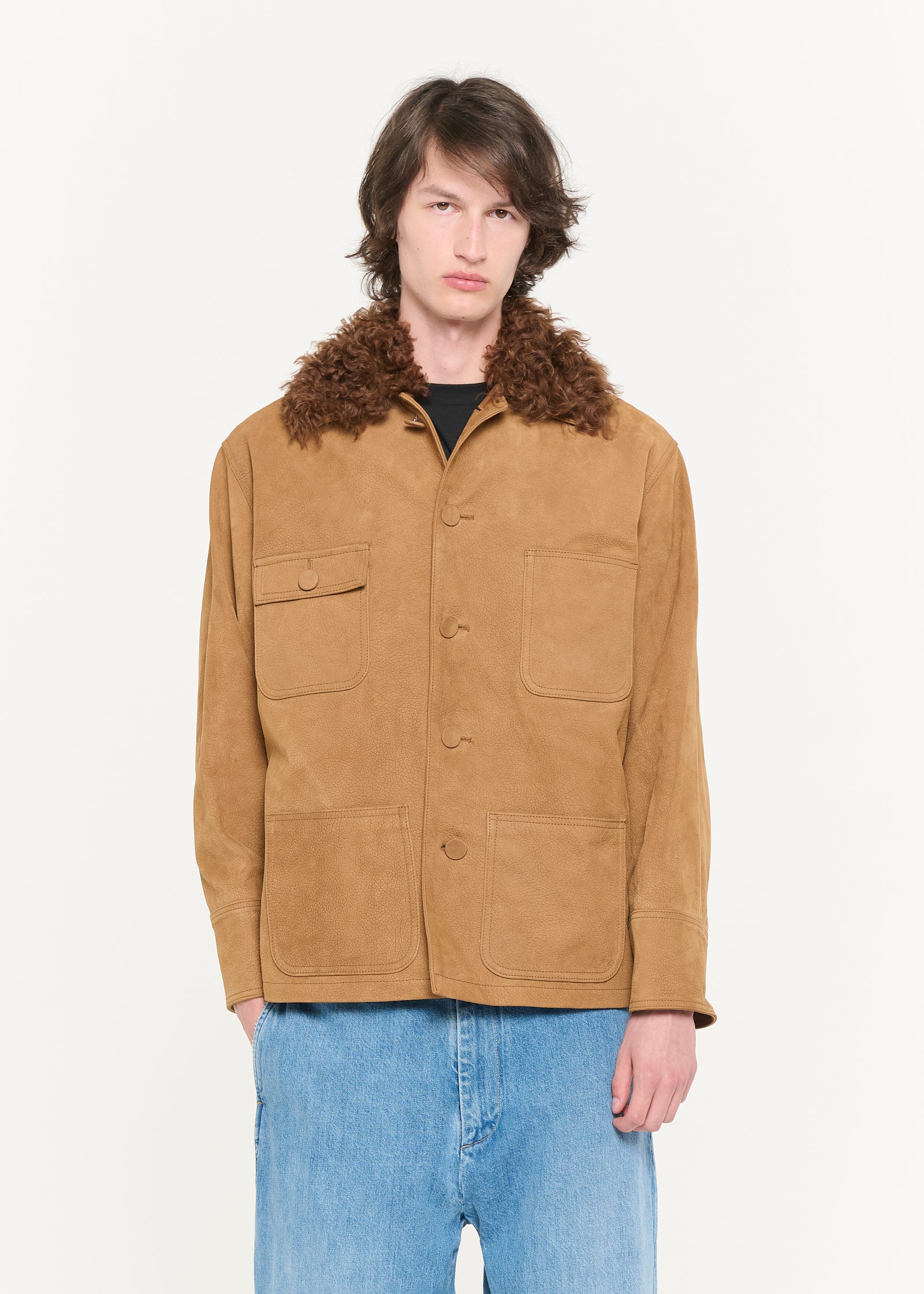 TOBACCO HAMMERED  LEATHER JACKET