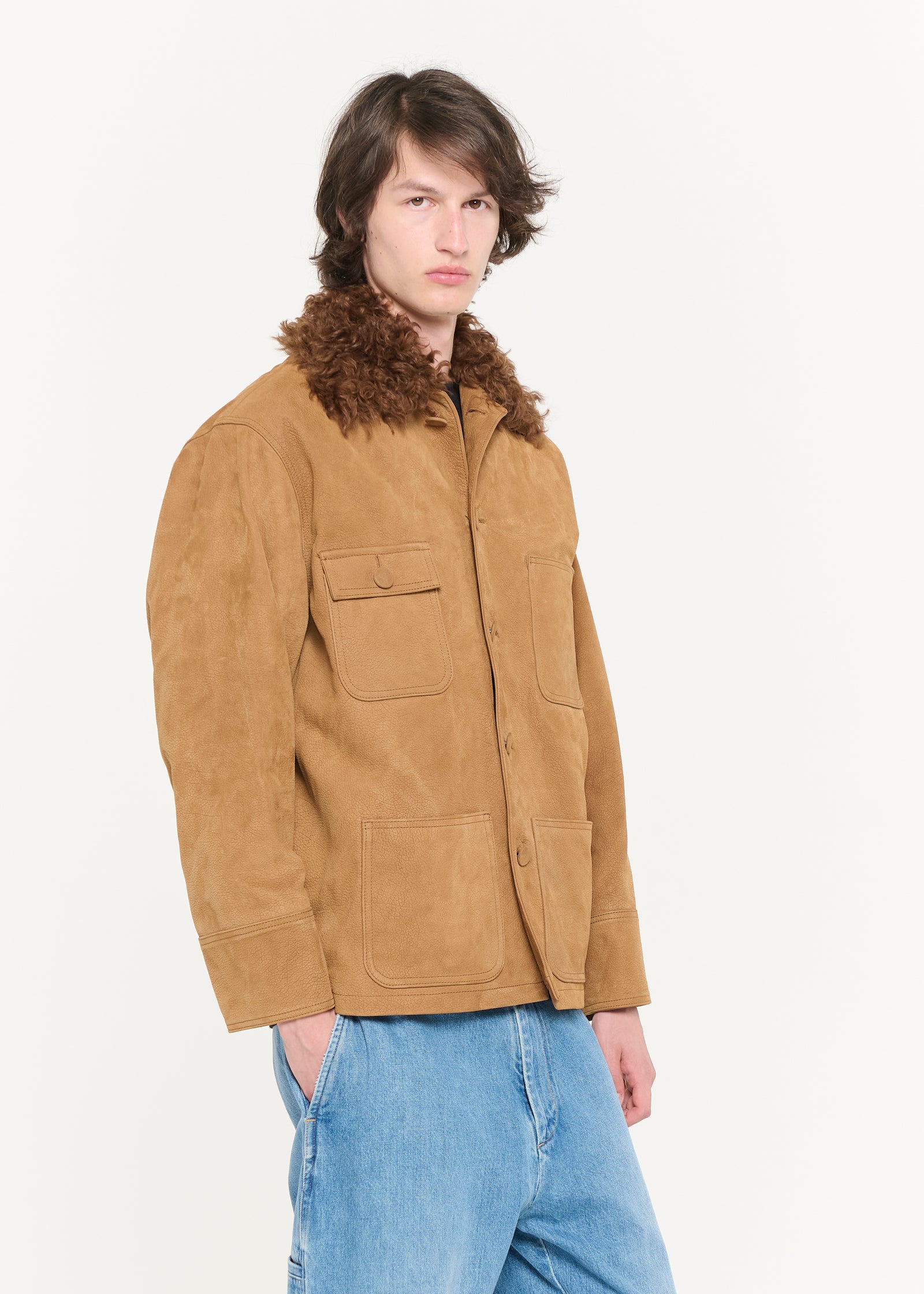 TOBACCO HAMMERED  LEATHER JACKET