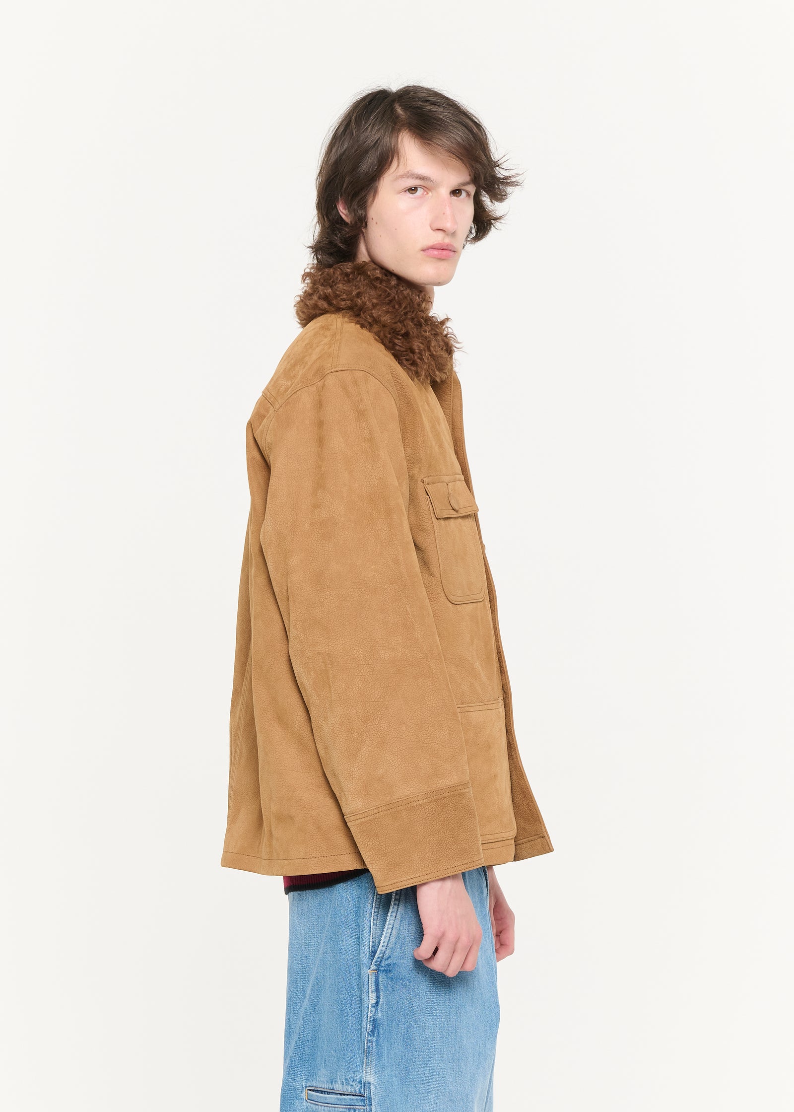 TOBACCO HAMMERED  LEATHER JACKET