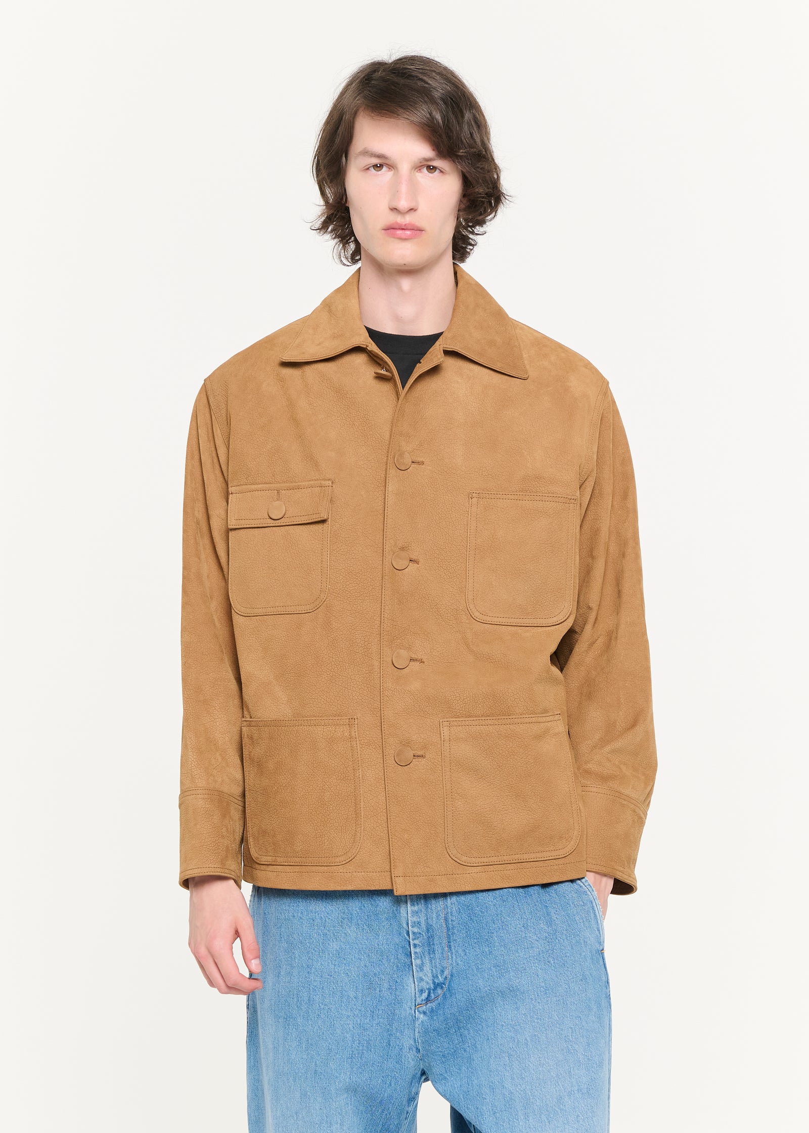 TOBACCO HAMMERED  LEATHER JACKET