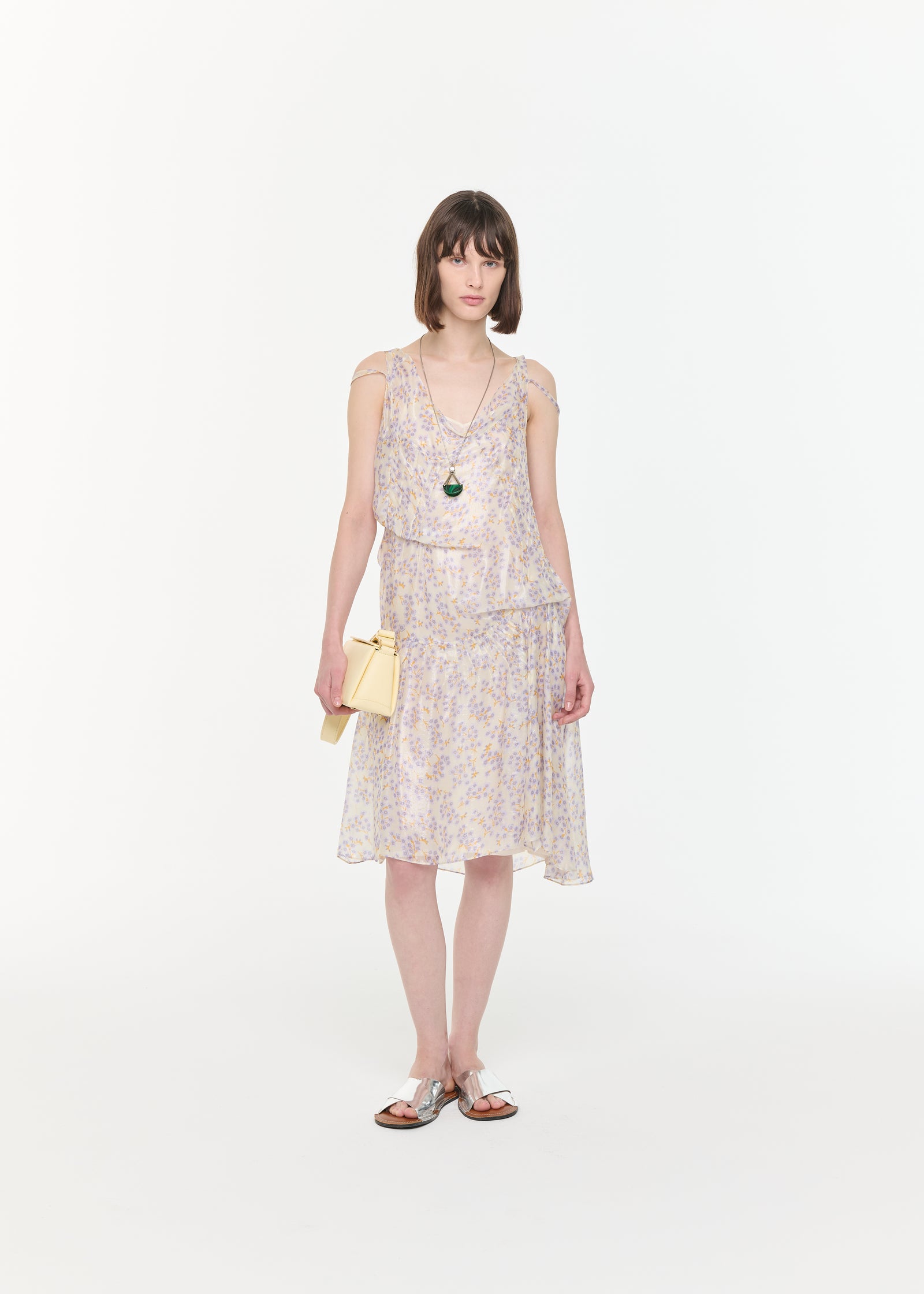 SILK CHIFFON MIDI DRESS