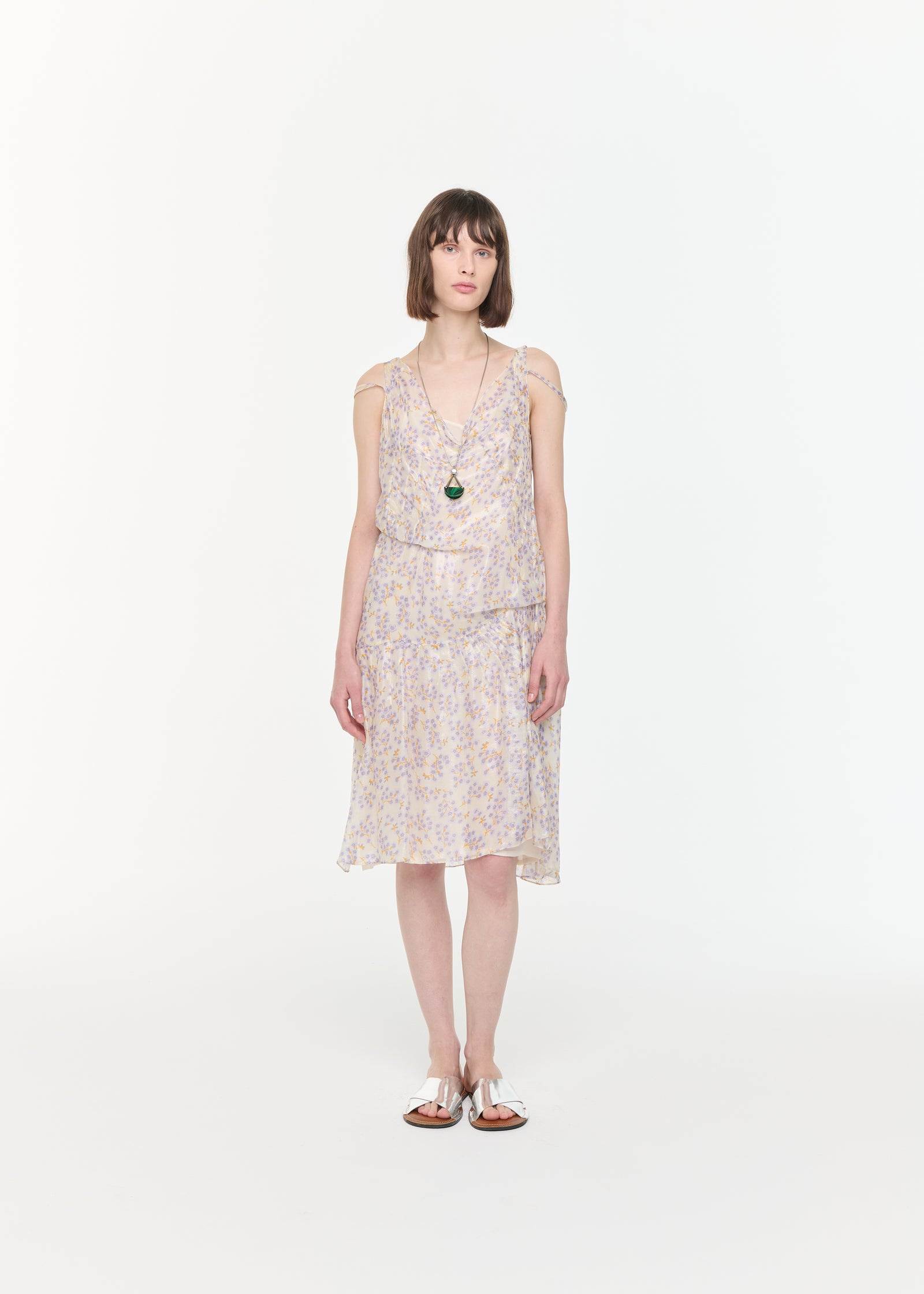 SILK CHIFFON MIDI DRESS