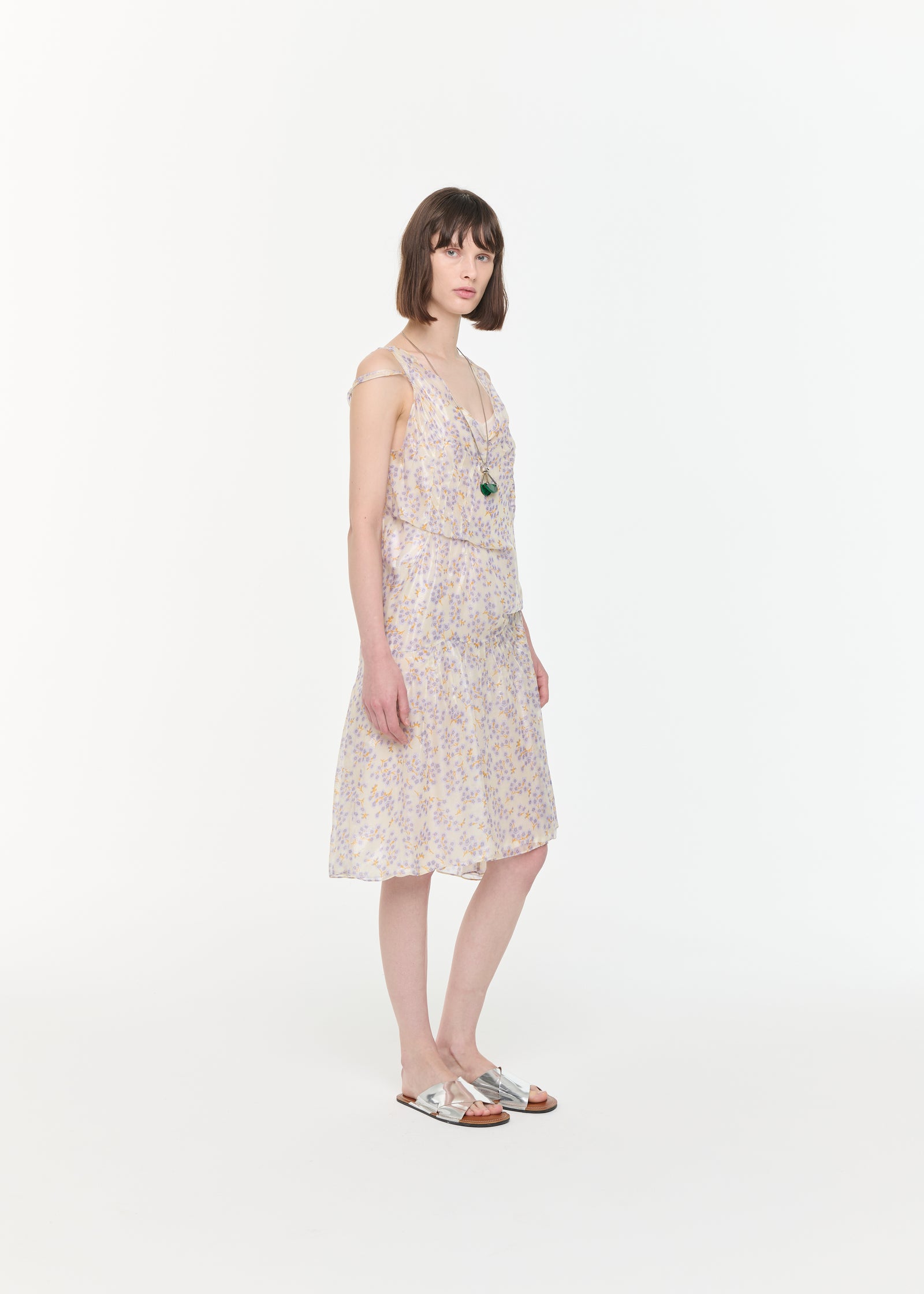 SILK CHIFFON MIDI DRESS