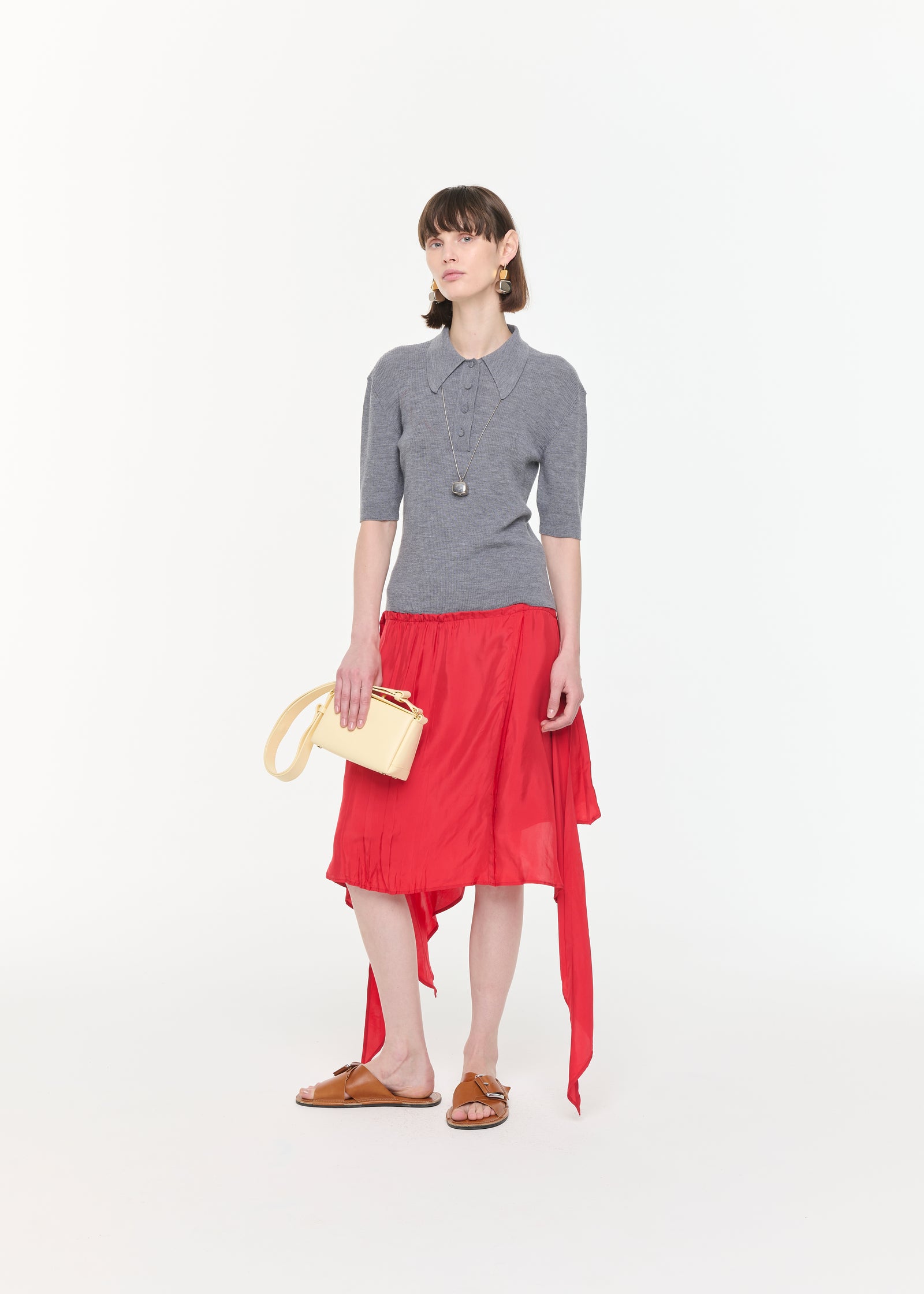 GREY MELANGE MERINO POLO