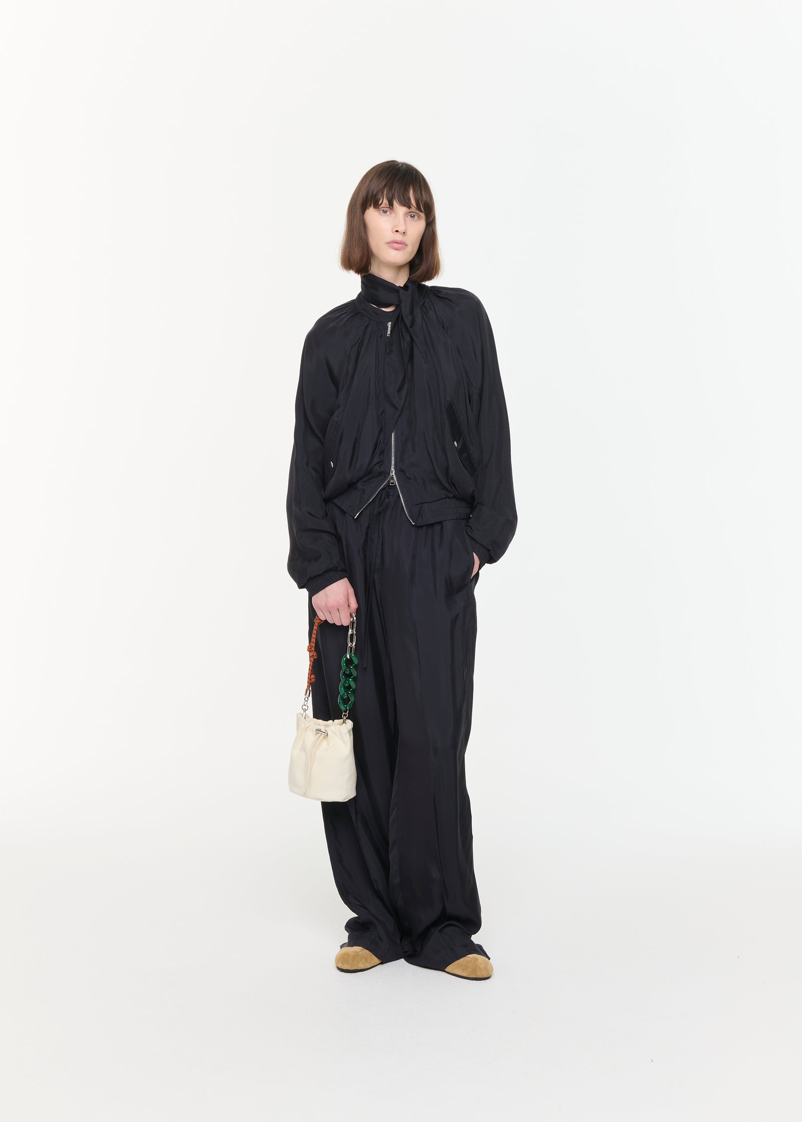 BLUE BLACK BOMBER JACKET