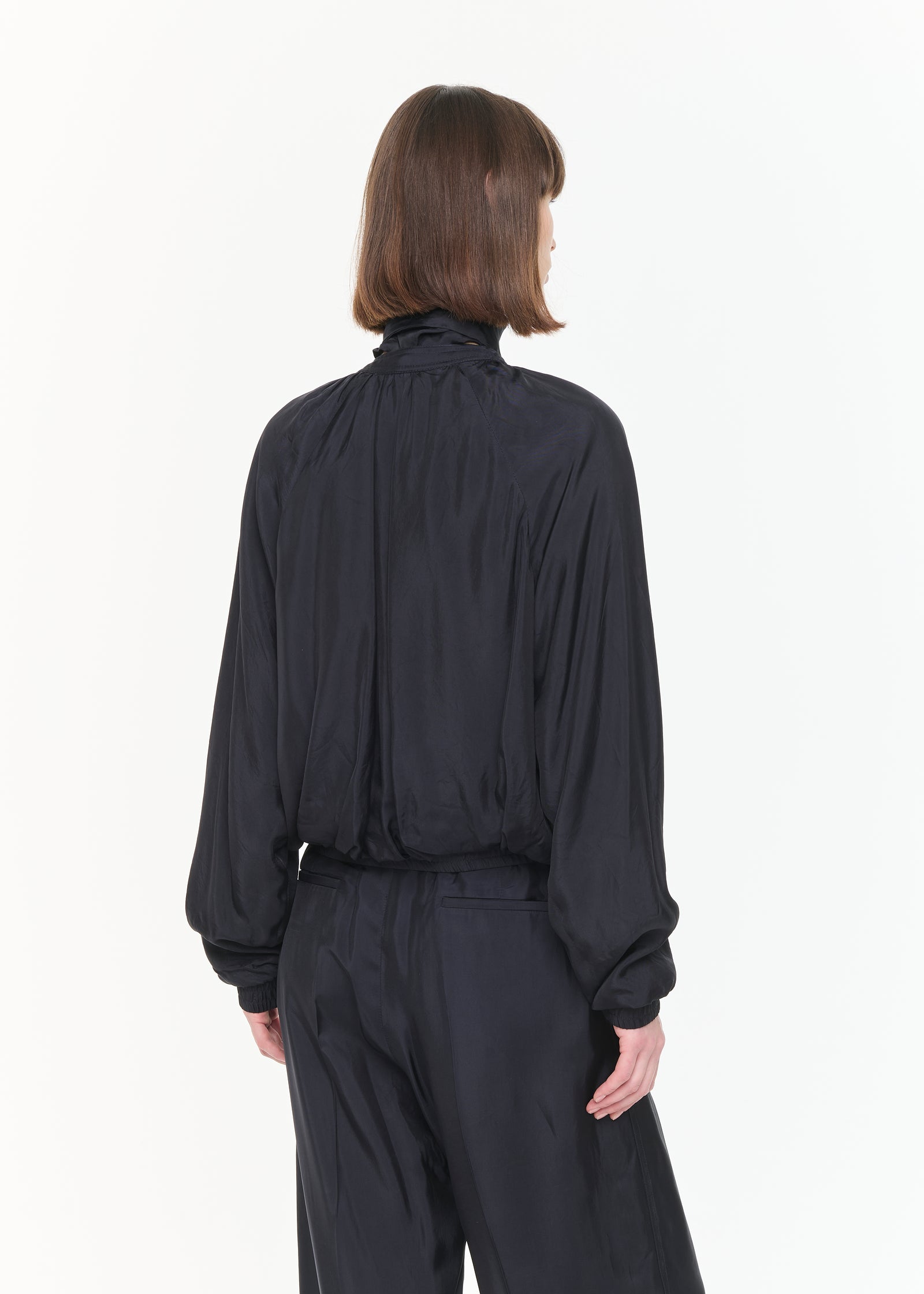 BLUE BLACK BOMBER JACKET