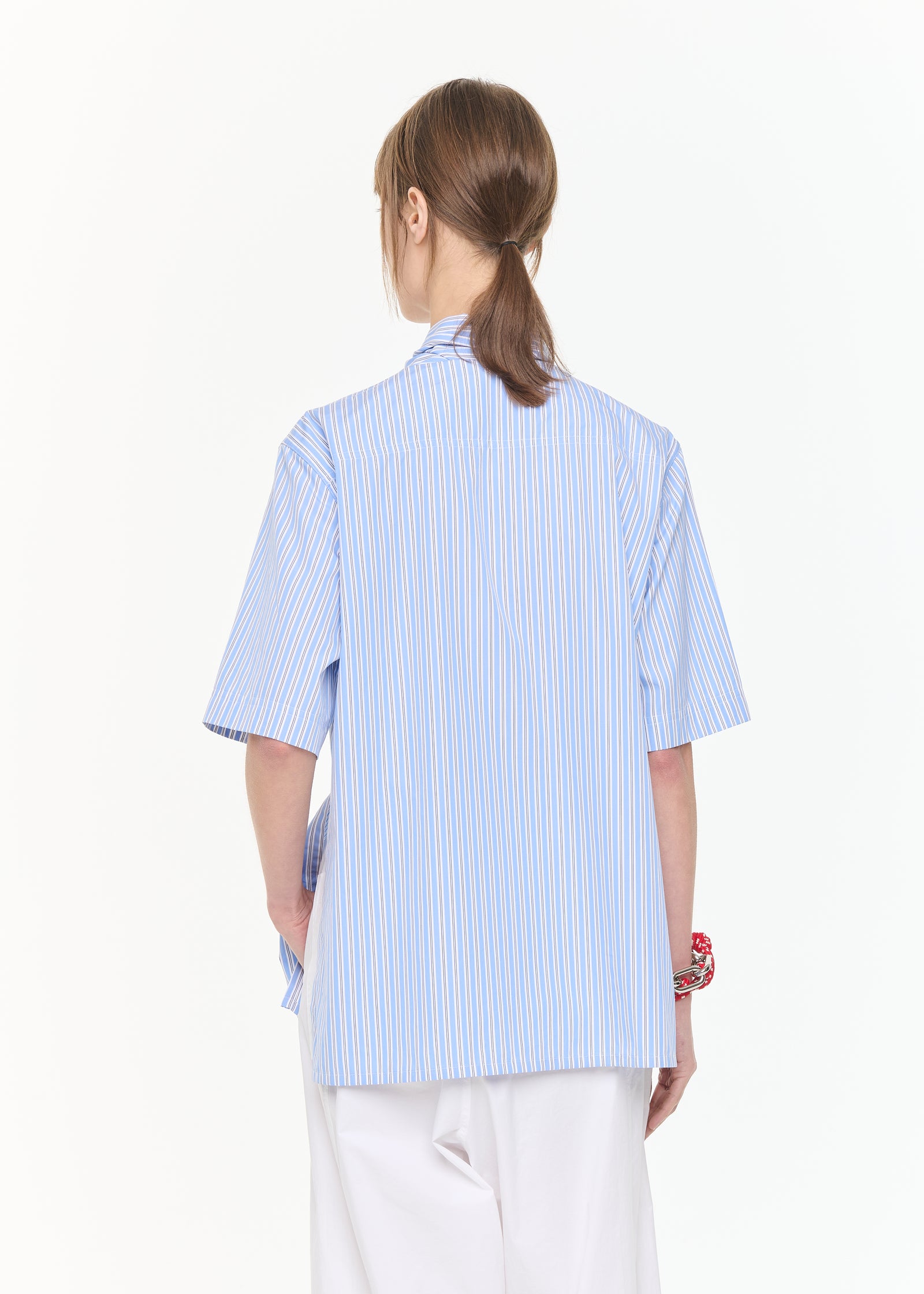 CAMICIA IN COTONE A RIGHE CON SCOLLO A V