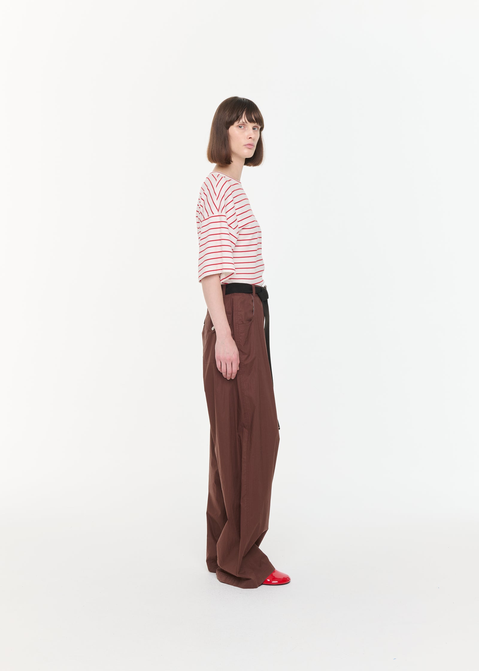 PANTALONI MARRONI IN TWILL PARACADUTE LEGGERO
