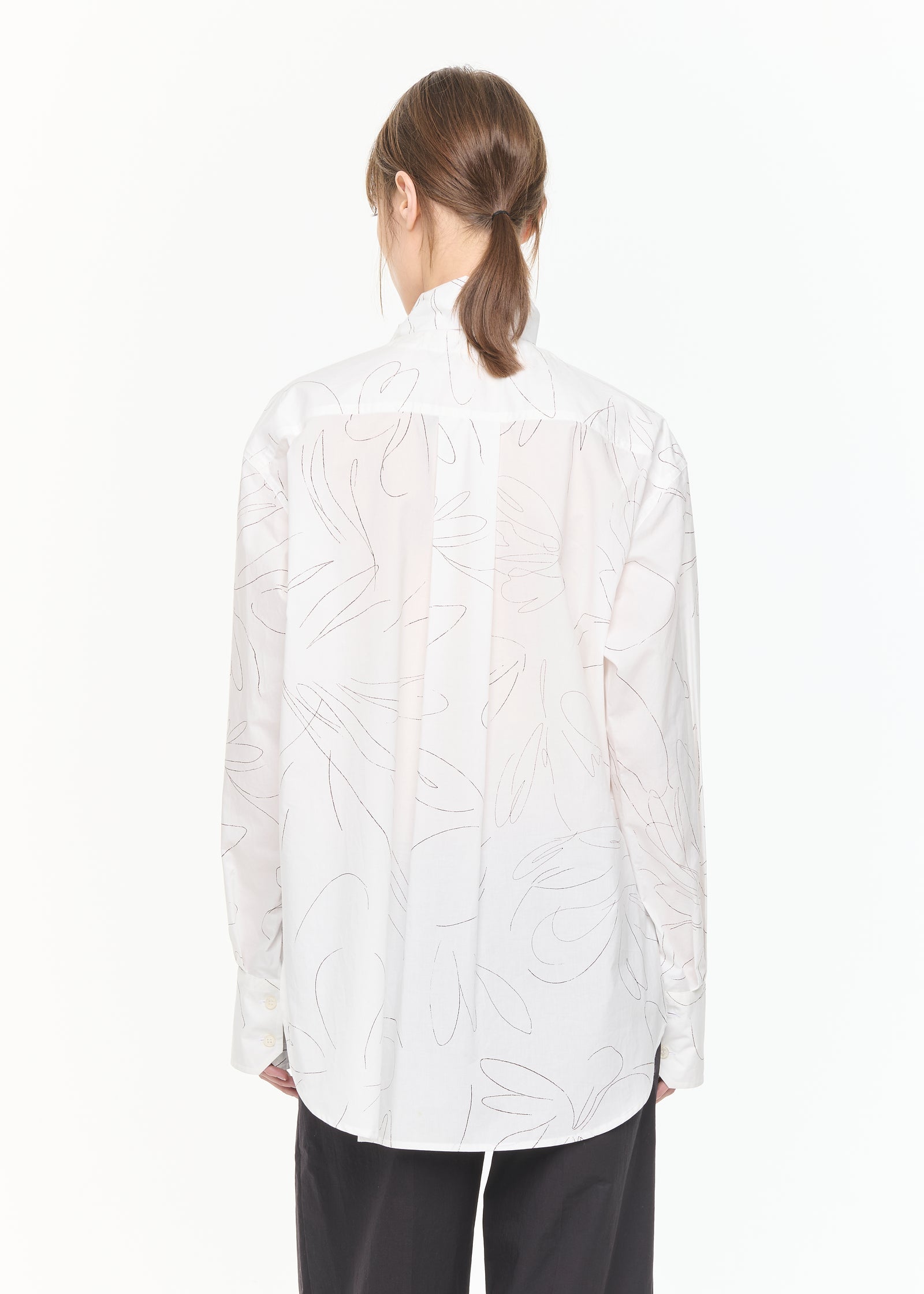 FLOWER PRINT COTTON SHIRT WITH SCARF