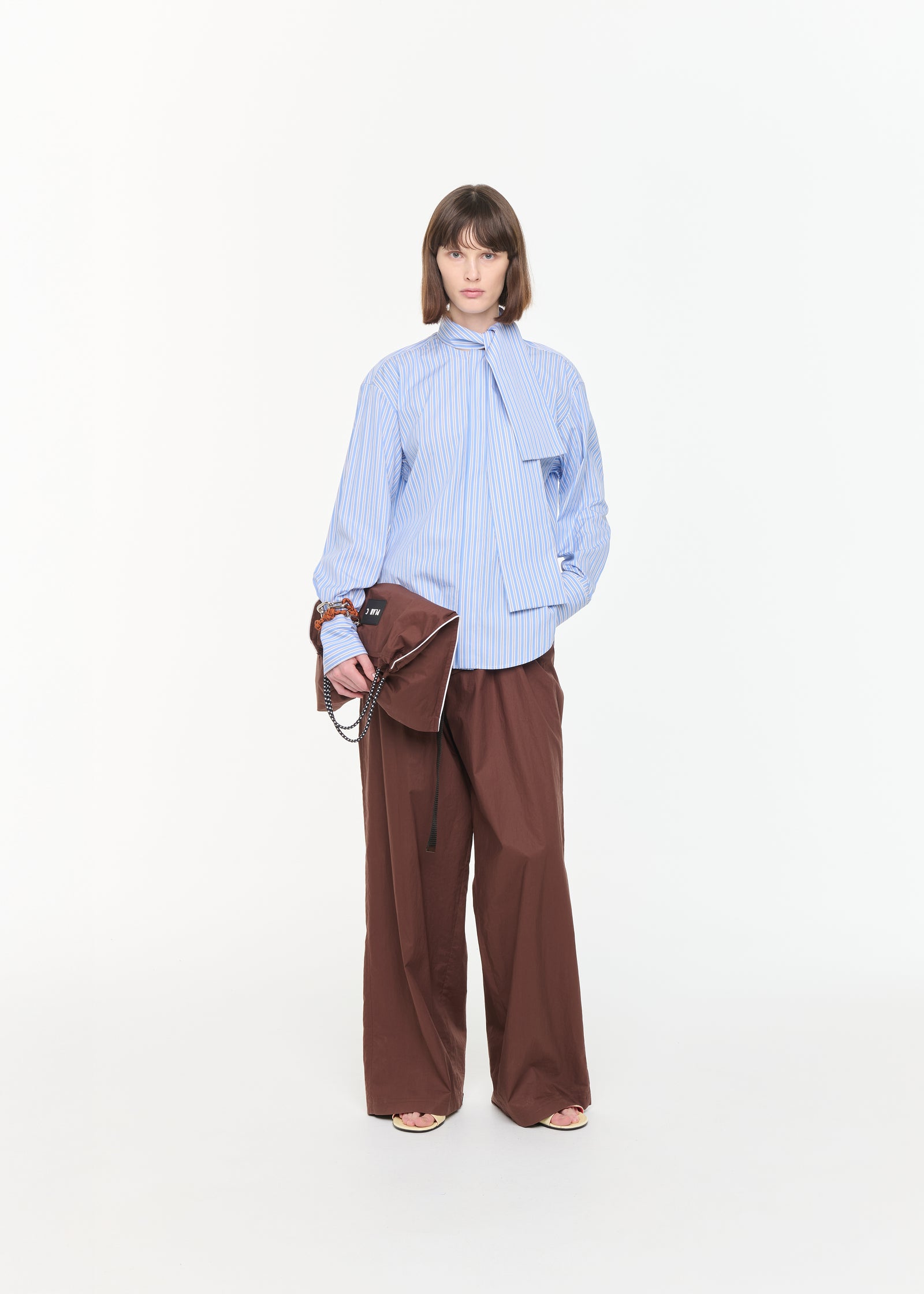 STRIPED COTTON SHIRT WITH SCARF