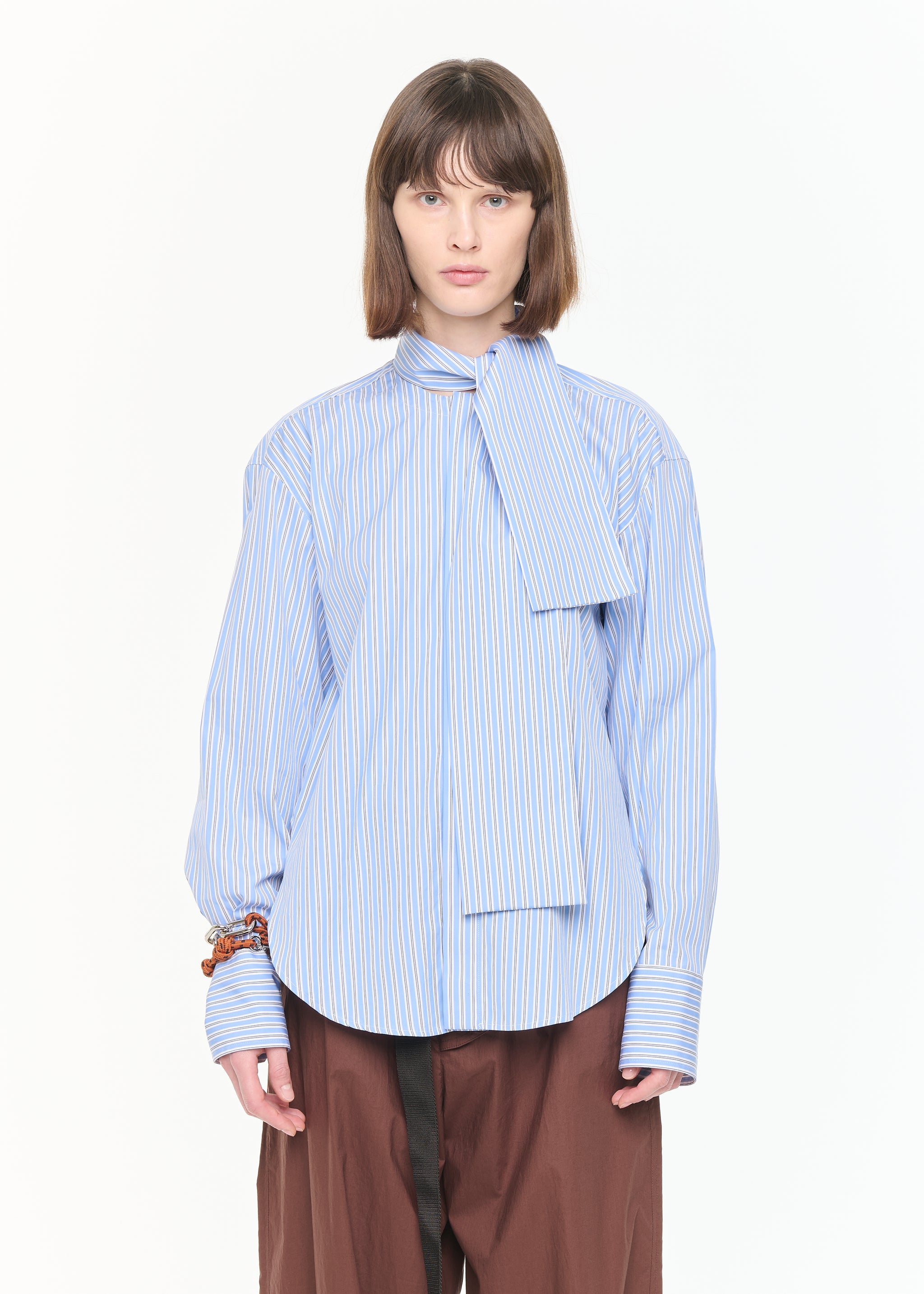 Plan C / プランシー | ストライプ ノースリーブシャツ | 36 | ブラック/ホワイト | レディース 中古・古着通販】Plan C (プランシー) ストライプシャツ ホワイト