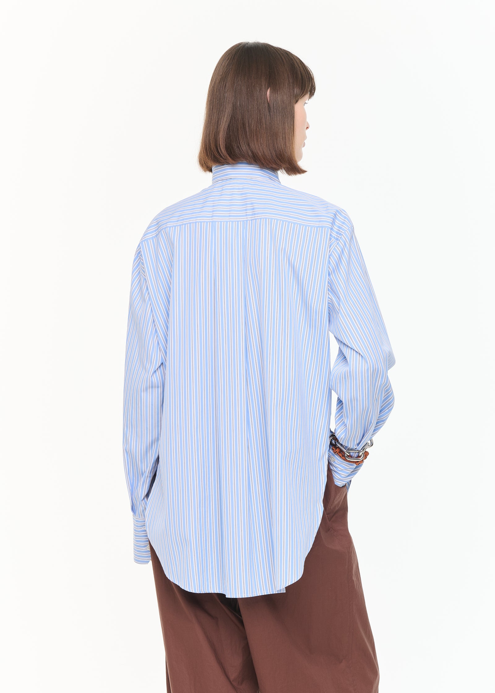 STRIPED COTTON SHIRT WITH SCARF