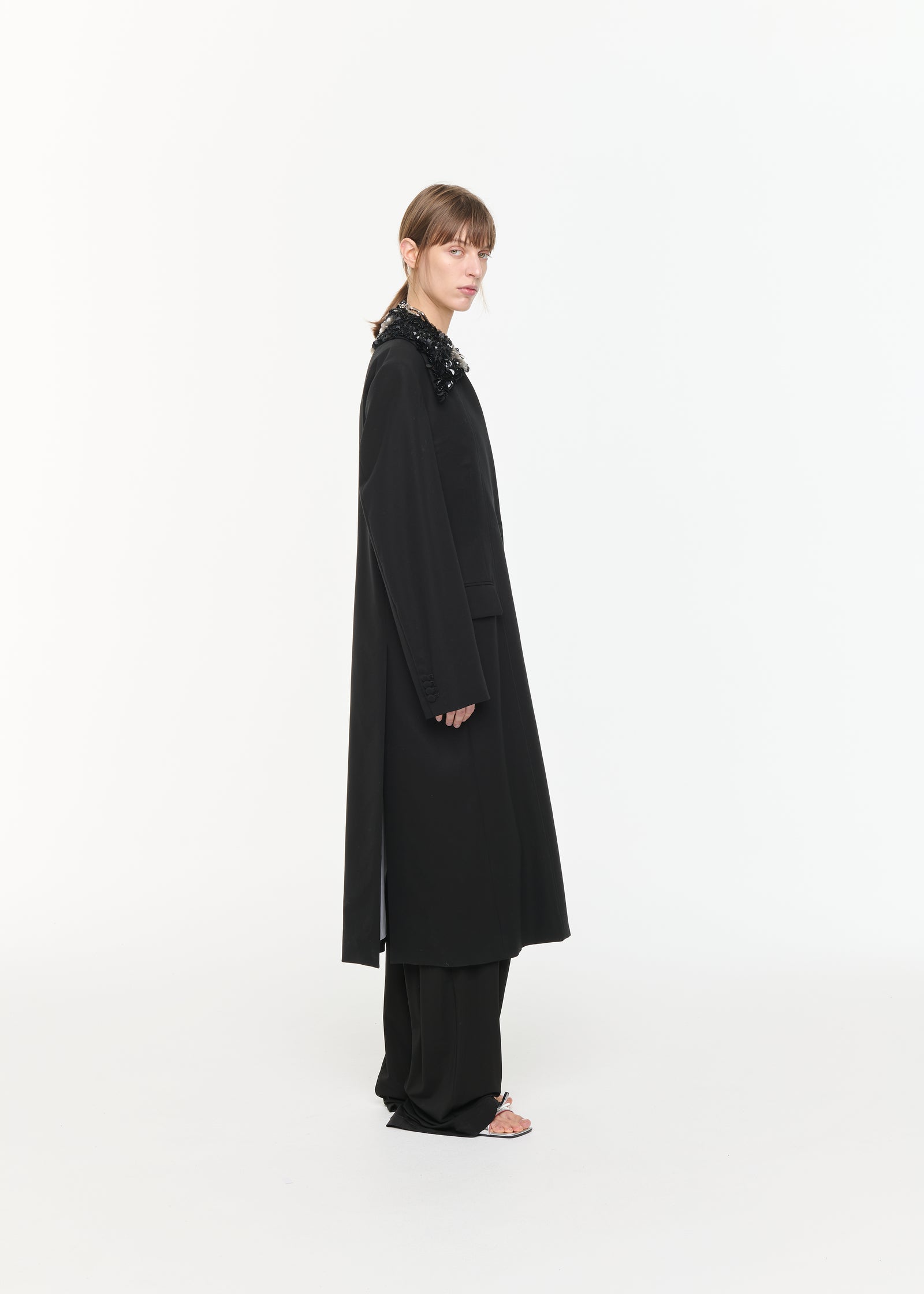 DOUBLE BREASTED BLACK COTTON COAT