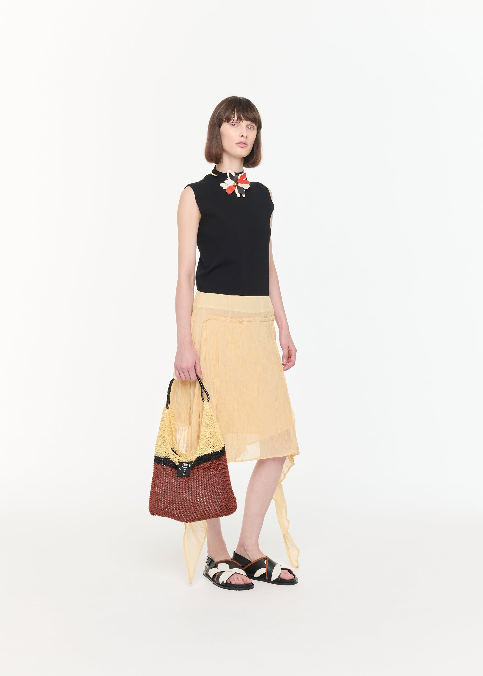 CRINKLED COTTON ASYMMETRIC SKIRT