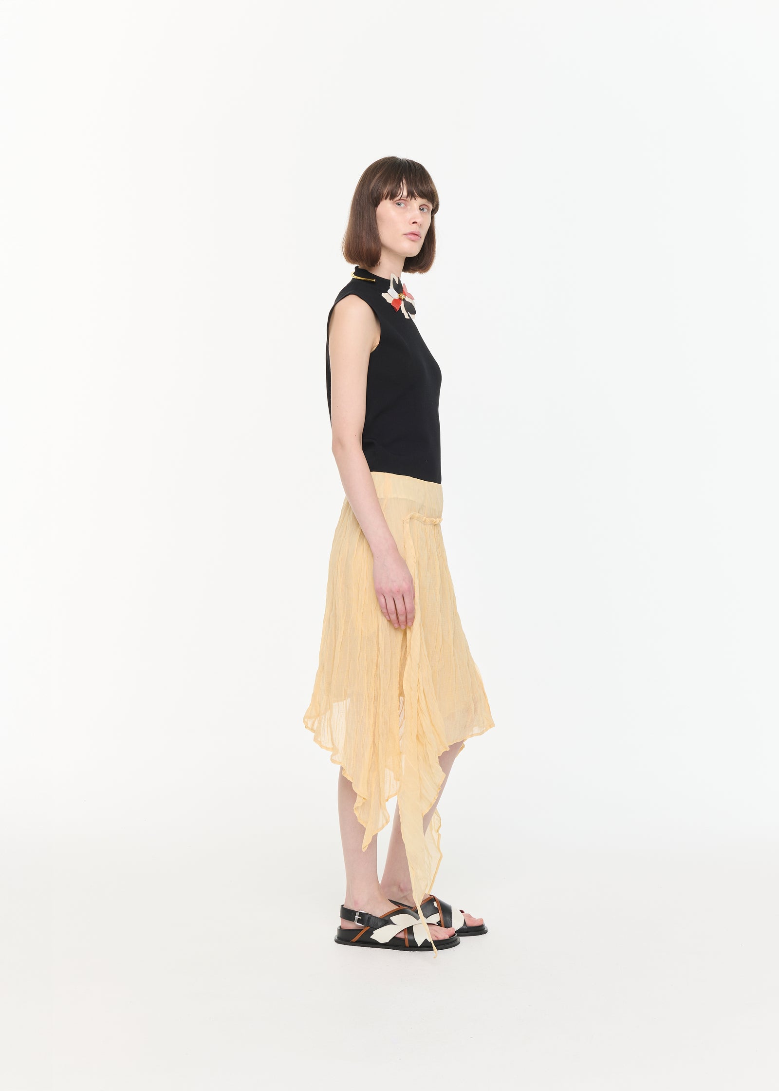 CRINKLED COTTON ASYMMETRIC SKIRT