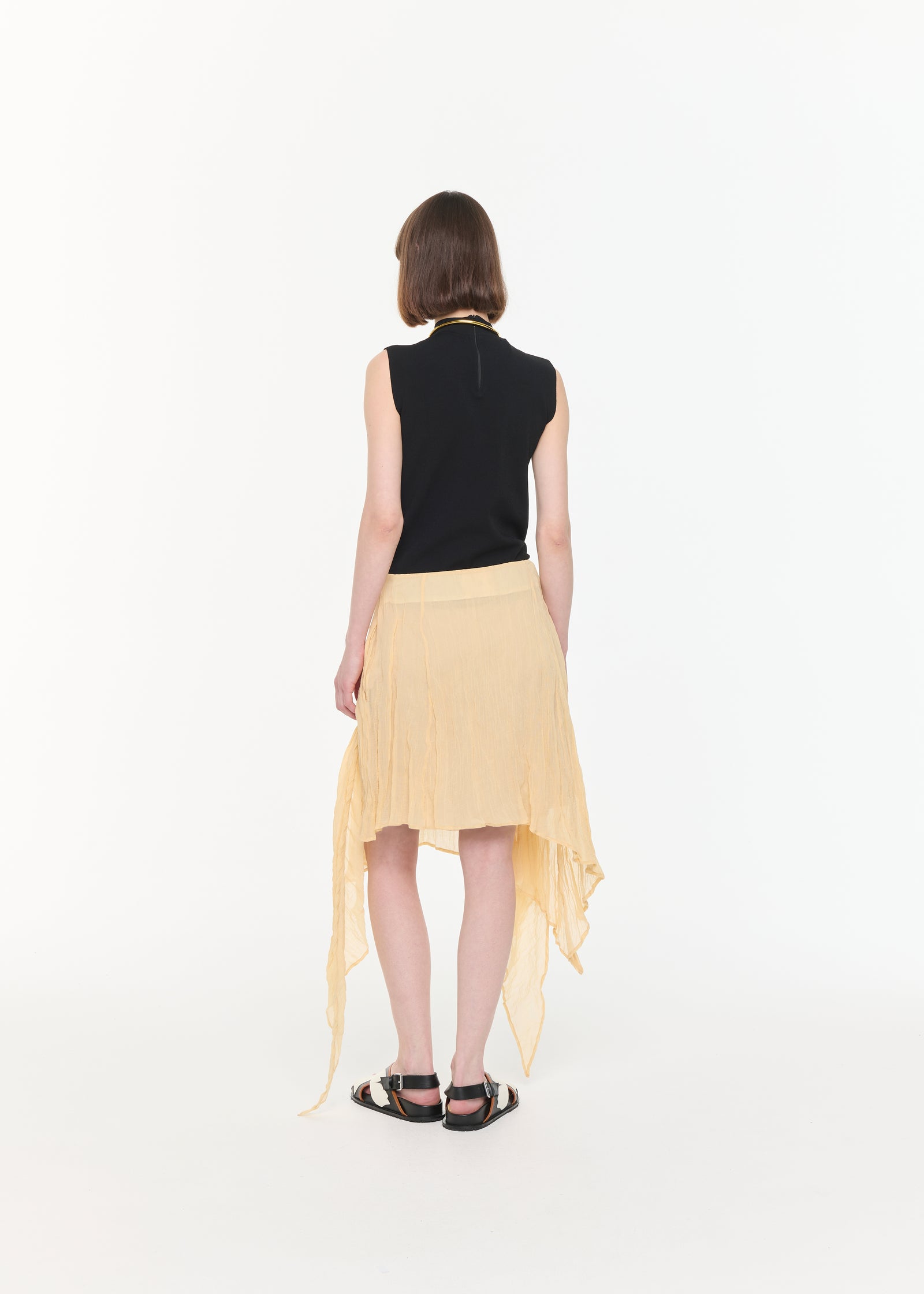 CRINKLED COTTON ASYMMETRIC SKIRT